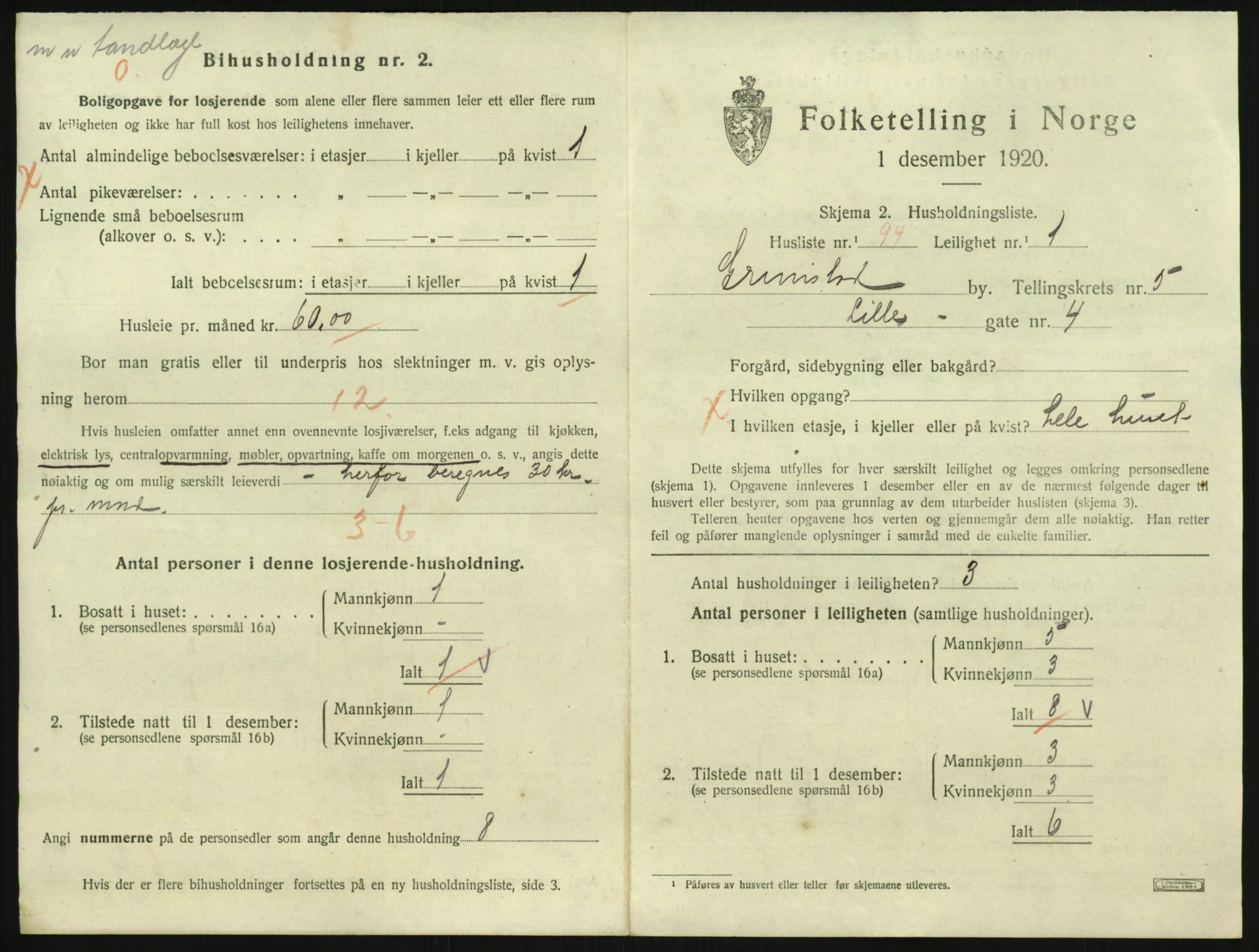 SAK, 1920 census for Grimstad, 1920, p. 2327