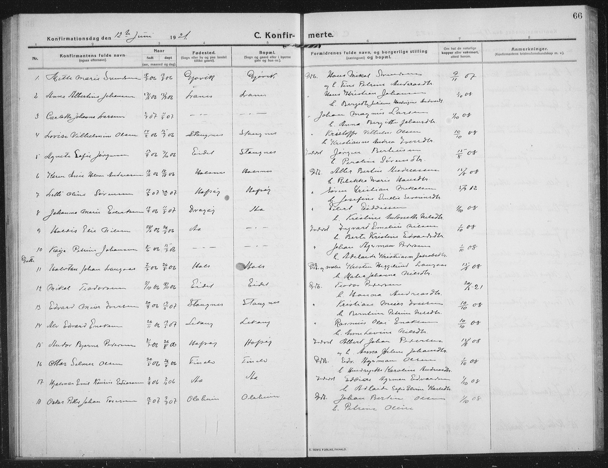 Tranøy sokneprestkontor, SATØ/S-1313/I/Ia/Iab/L0019klokker: Parish register (copy) no. 19, 1914-1940, p. 66