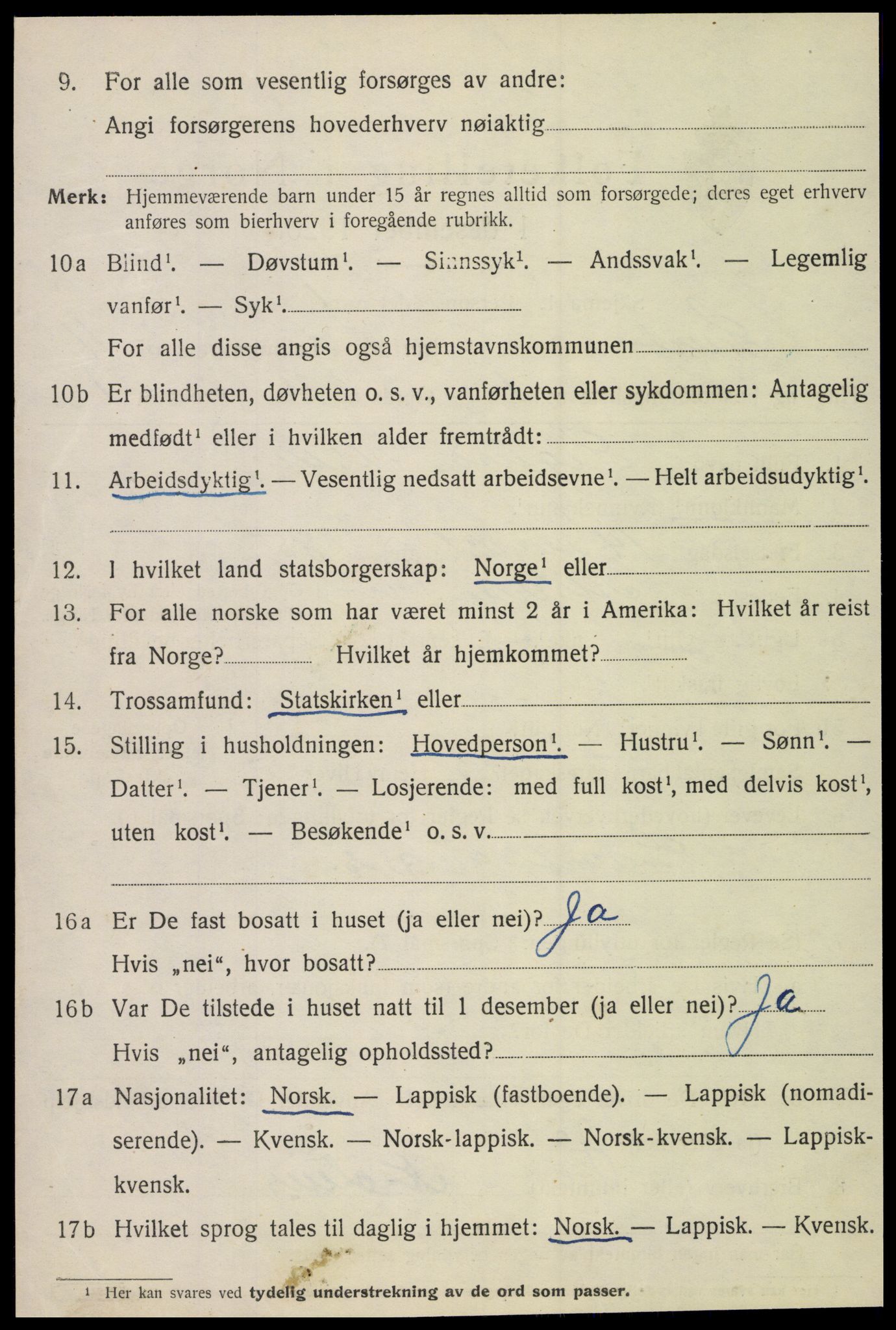 SAT, 1920 census for Lurøy, 1920, p. 4694