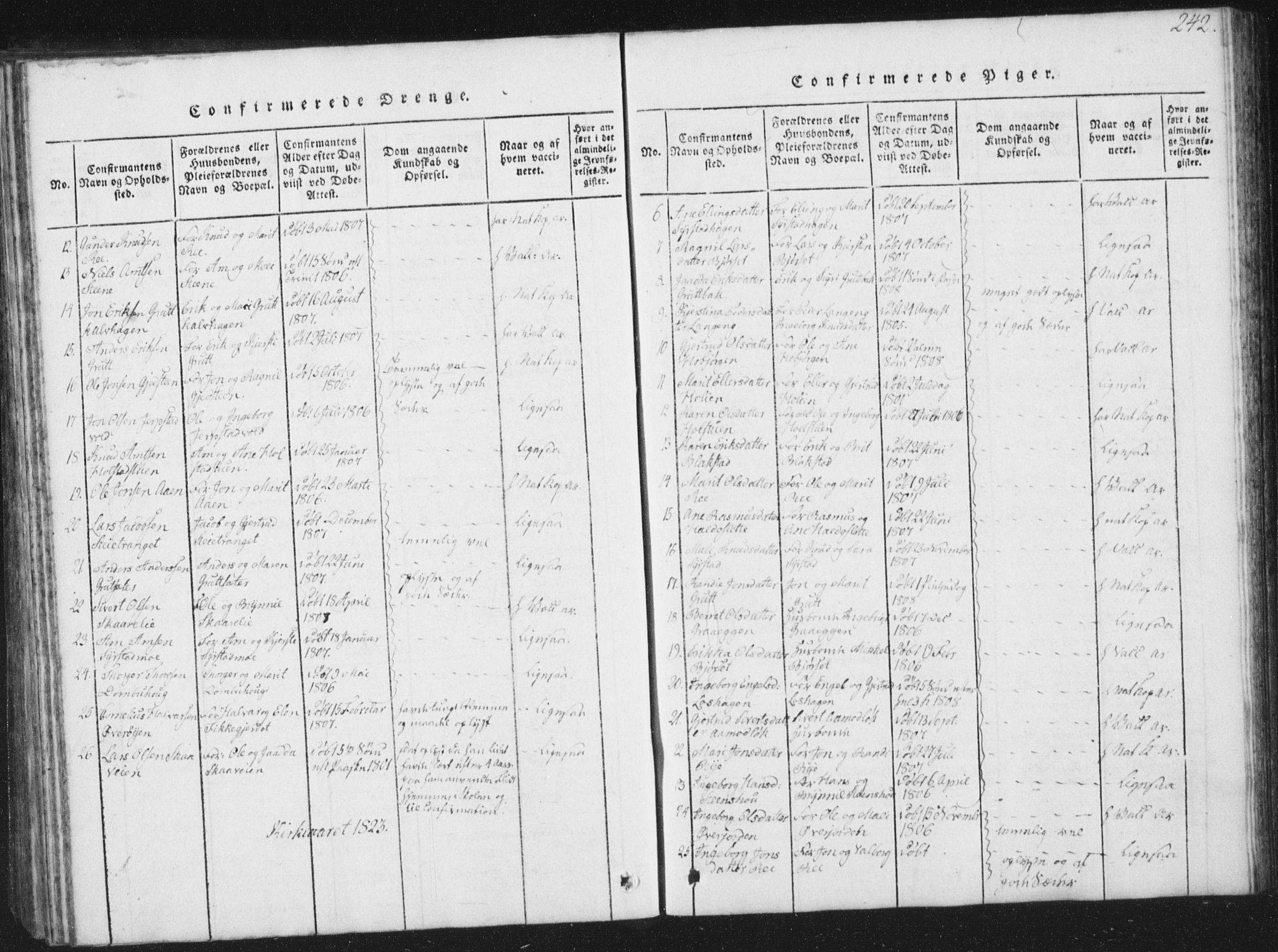 Ministerialprotokoller, klokkerbøker og fødselsregistre - Sør-Trøndelag, SAT/A-1456/672/L0862: Parish register (copy) no. 672C01, 1816-1831, p. 242