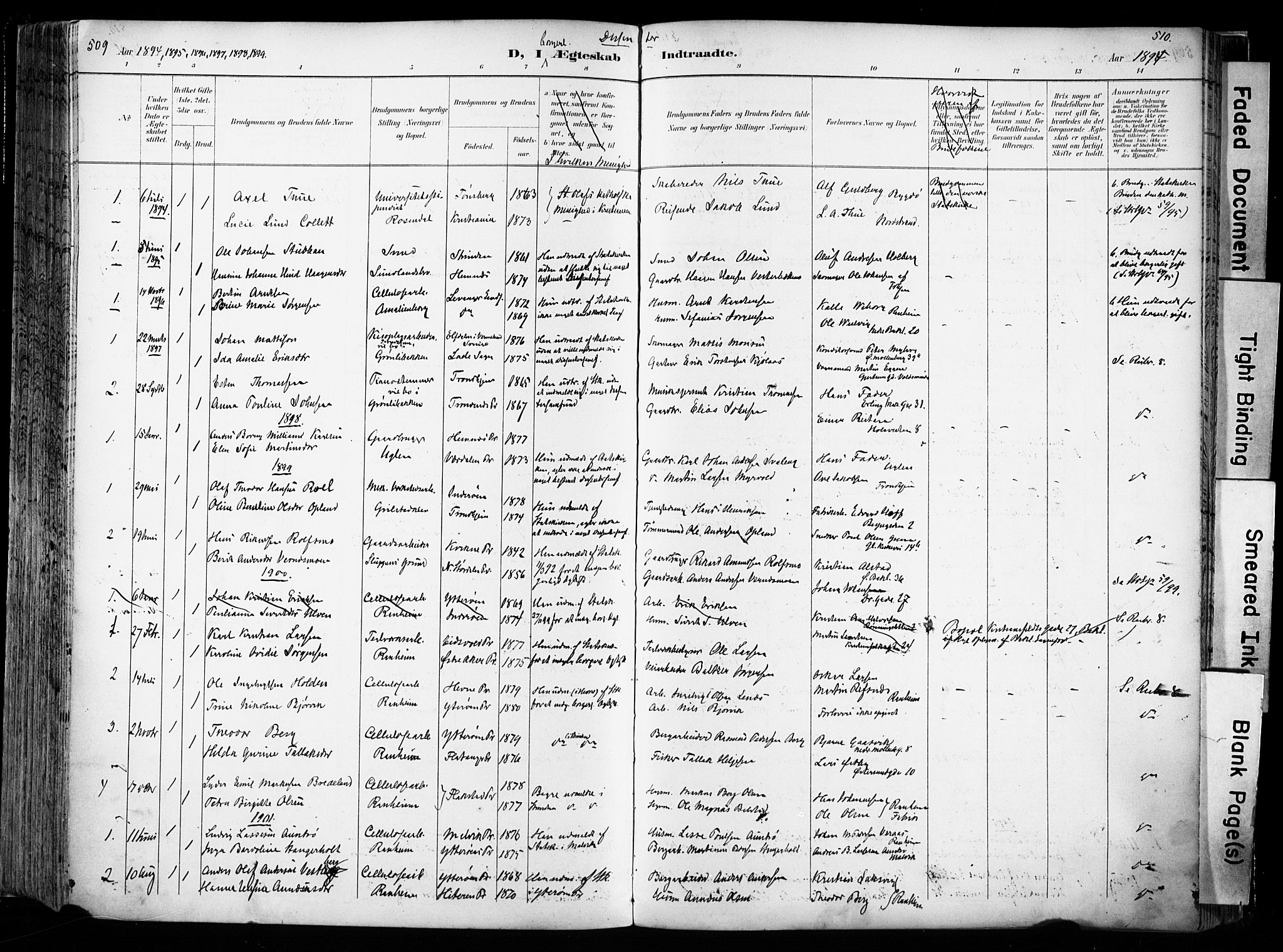 Ministerialprotokoller, klokkerbøker og fødselsregistre - Sør-Trøndelag, SAT/A-1456/606/L0301: Parish register (official) no. 606A16, 1894-1907, p. 509-510