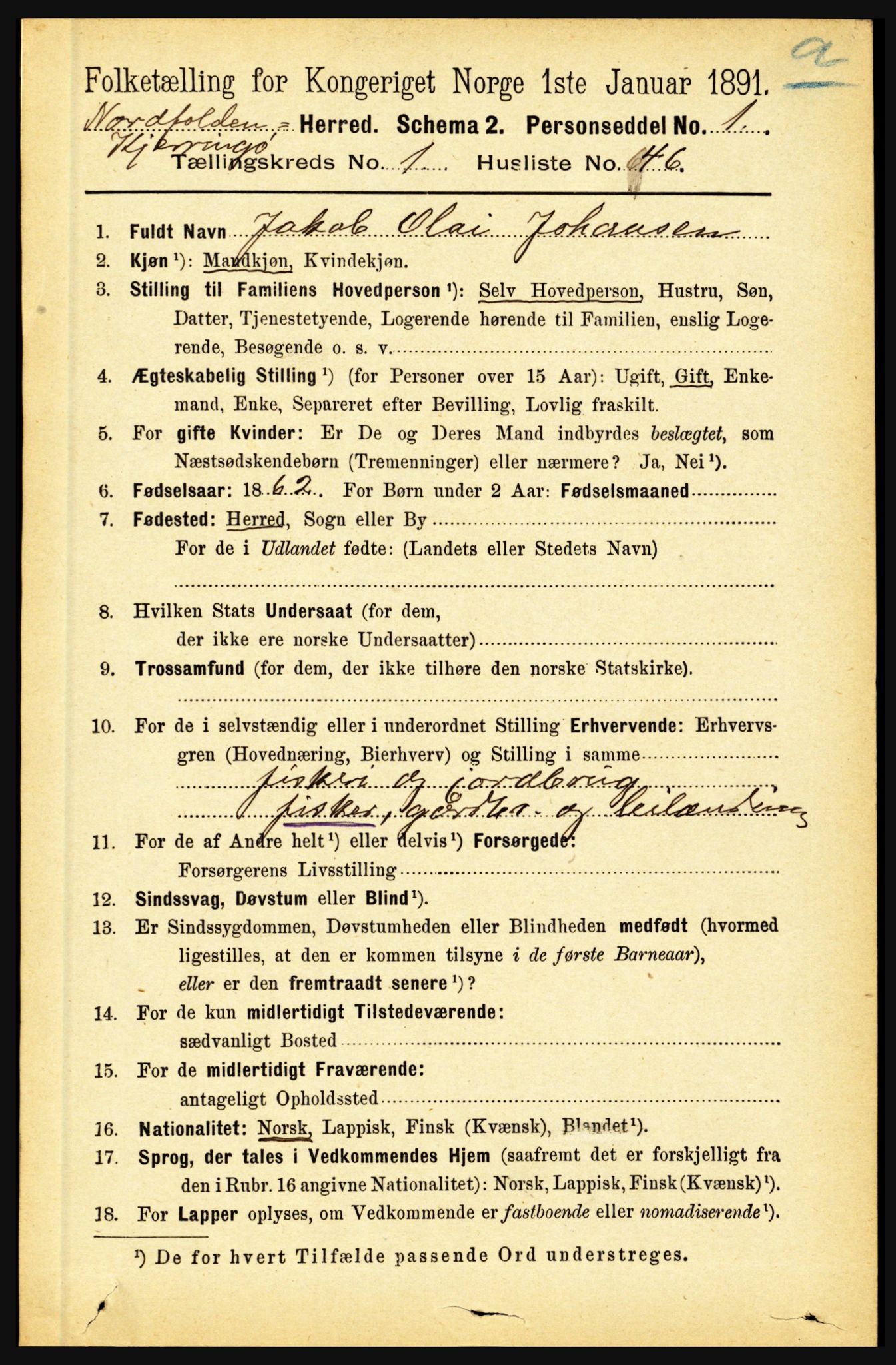 RA, 1891 census for 1846 Nordfold-Kjerringøy, 1891, p. 381