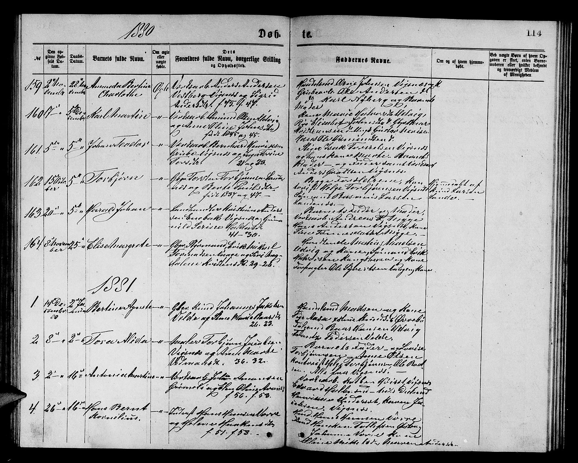 Avaldsnes sokneprestkontor, SAST/A -101851/H/Ha/Hab/L0005: Parish register (copy) no. B 5, 1871-1885, p. 114