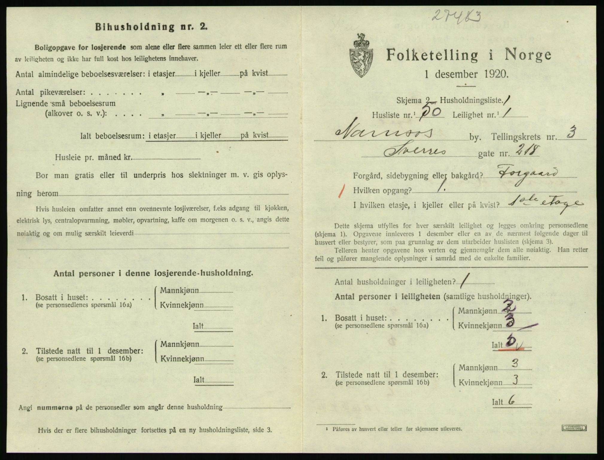 SAT, 1920 census for Namsos, 1920, p. 1311