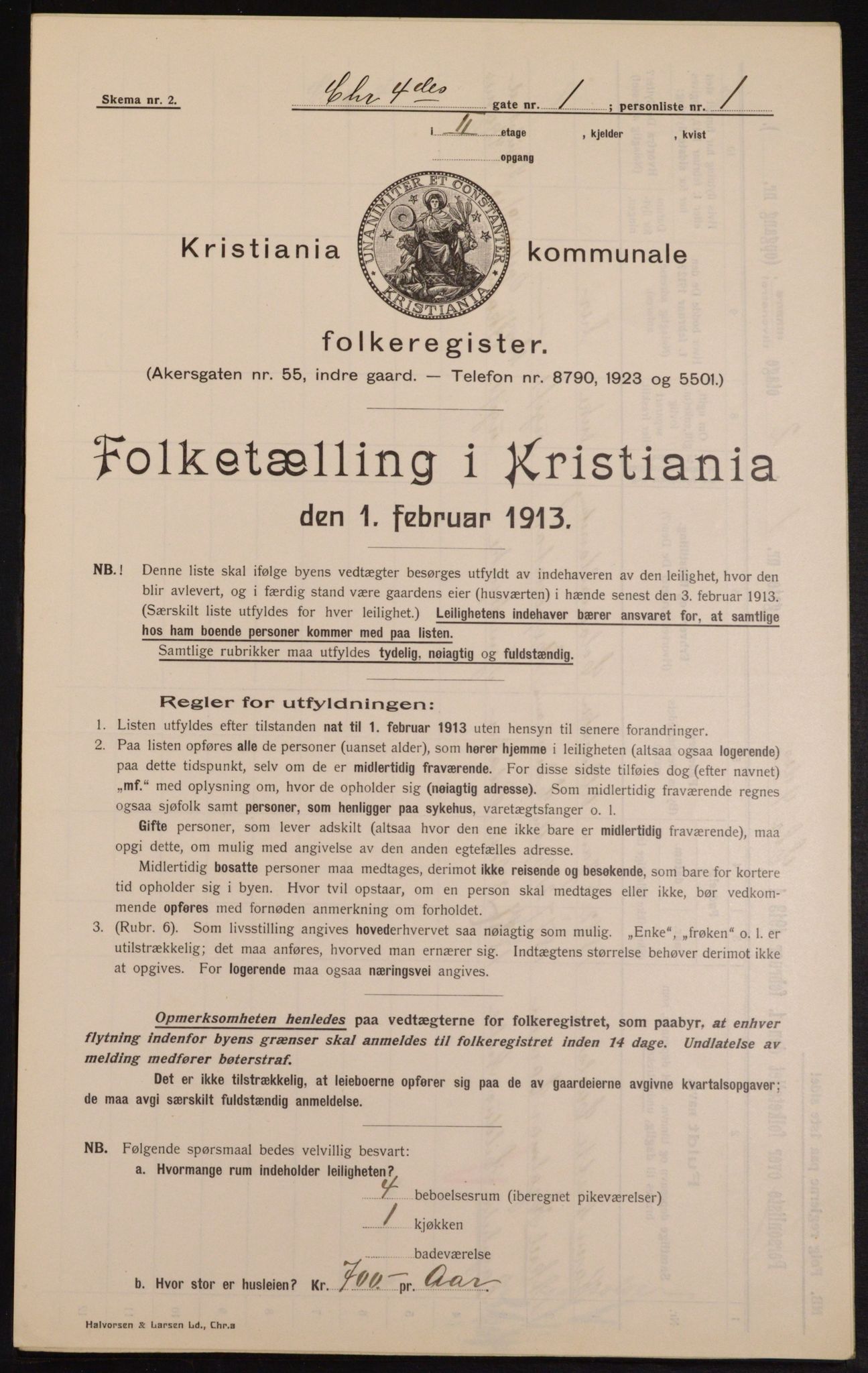 OBA, Municipal Census 1913 for Kristiania, 1913, p. 53840