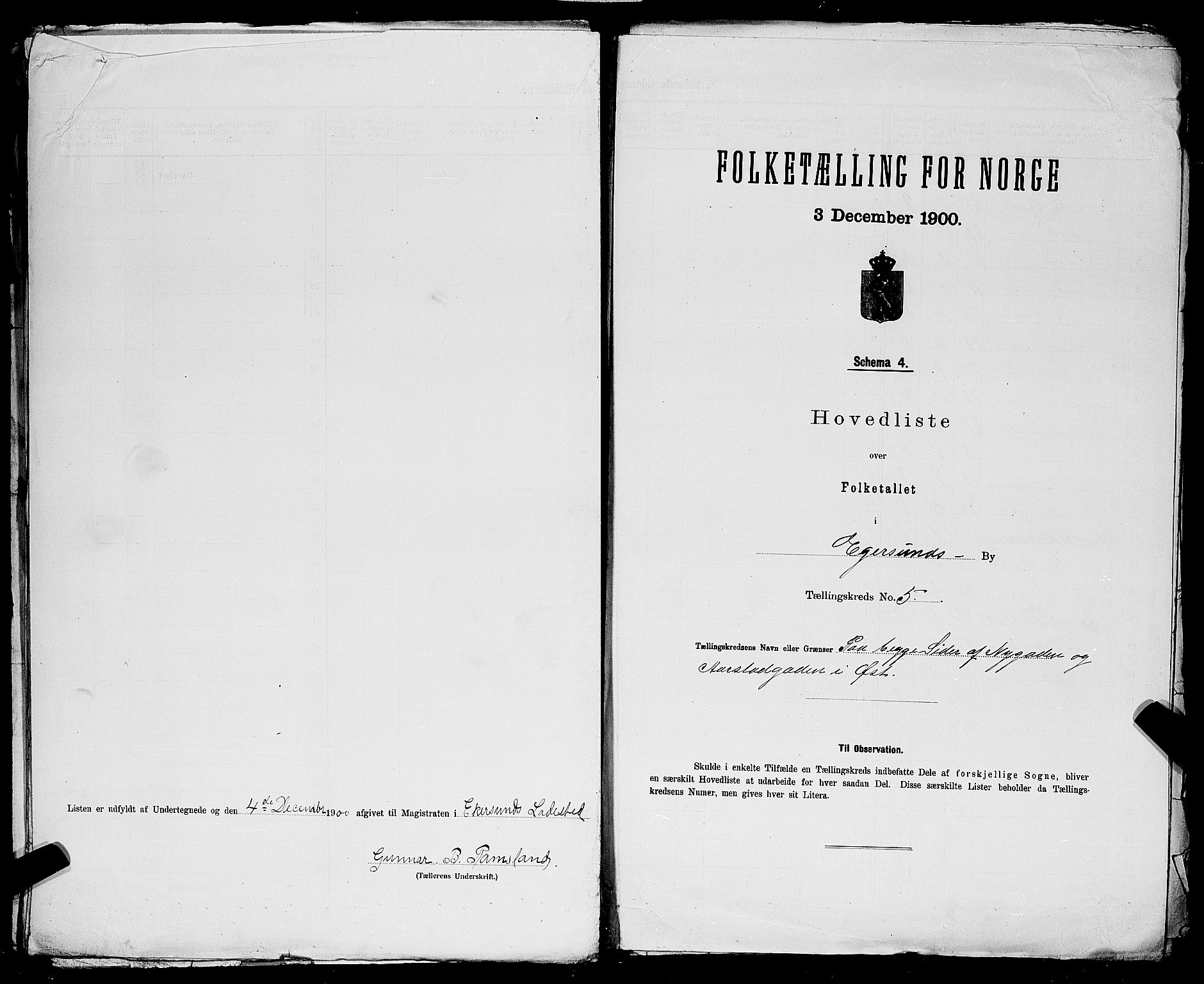 SAST, 1900 census for Egersund, 1900, p. 31