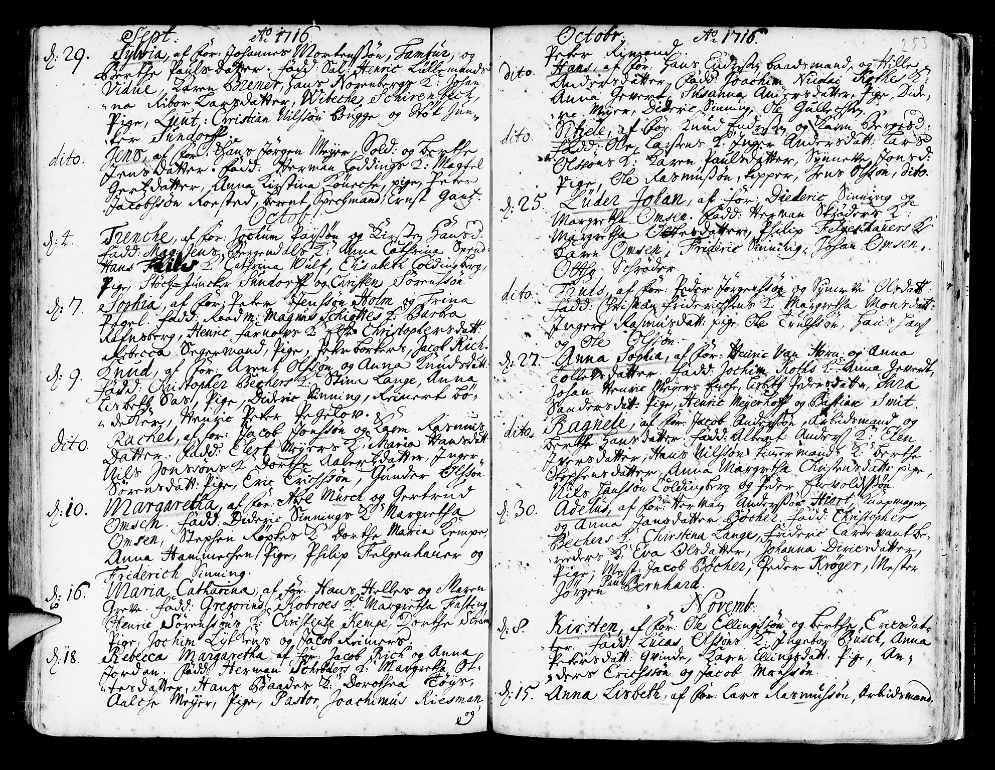Korskirken sokneprestembete, SAB/A-76101/H/Haa/L0003: Parish register (official) no. A 3, 1698-1719, p. 253