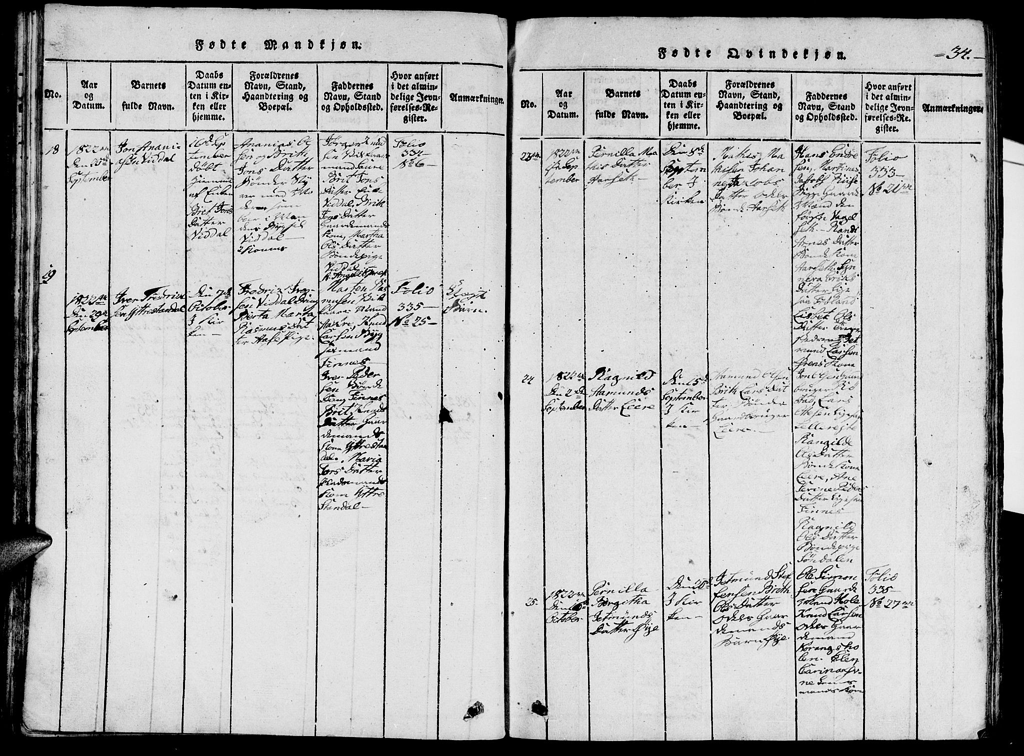 Ministerialprotokoller, klokkerbøker og fødselsregistre - Møre og Romsdal, SAT/A-1454/515/L0207: Parish register (official) no. 515A03, 1819-1829, p. 34