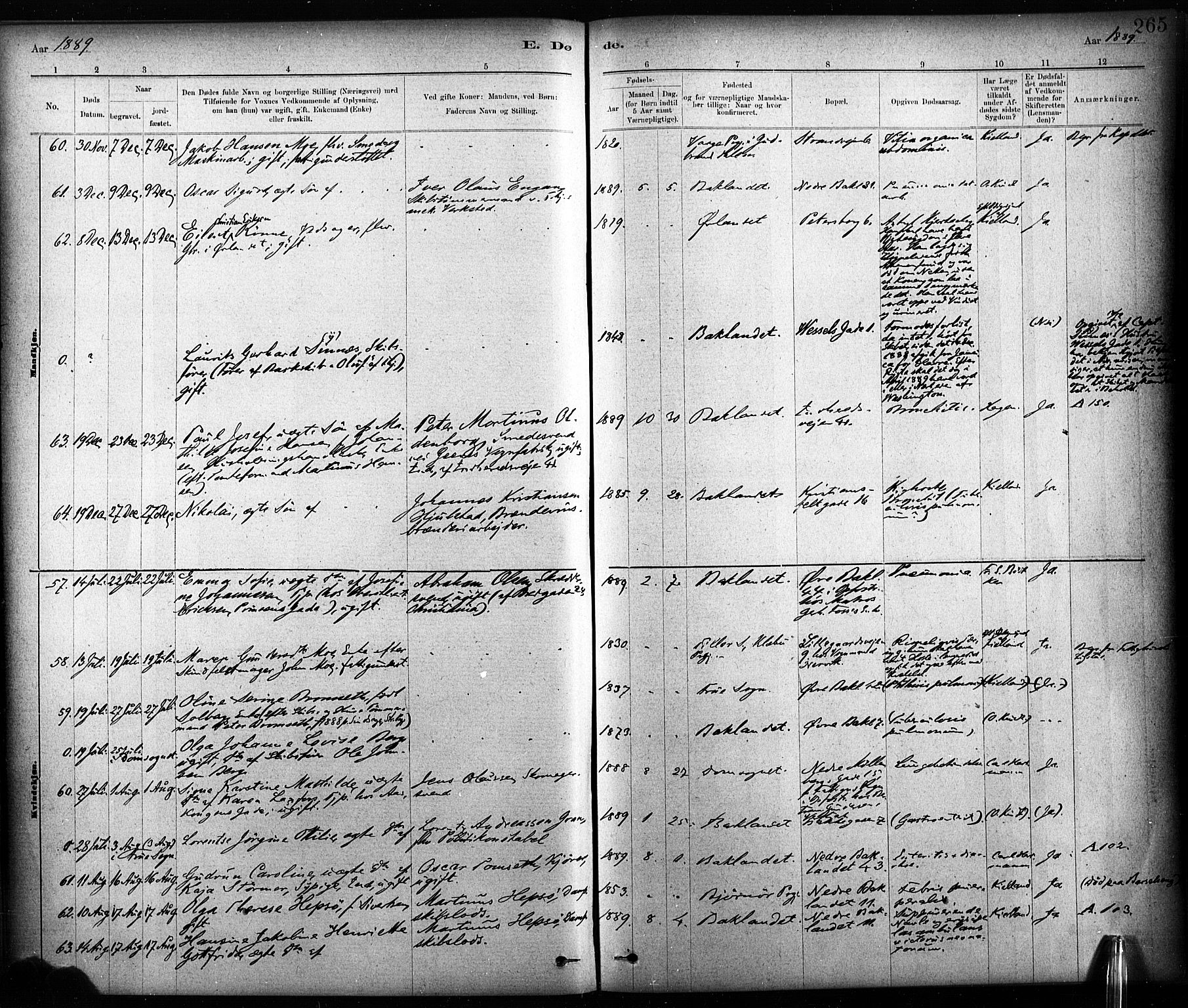 Ministerialprotokoller, klokkerbøker og fødselsregistre - Sør-Trøndelag, AV/SAT-A-1456/604/L0189: Parish register (official) no. 604A10, 1878-1892, p. 265