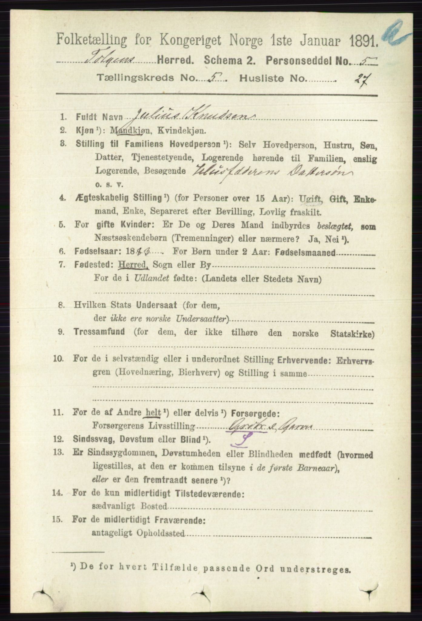 RA, 1891 census for 0436 Tolga, 1891, p. 1466