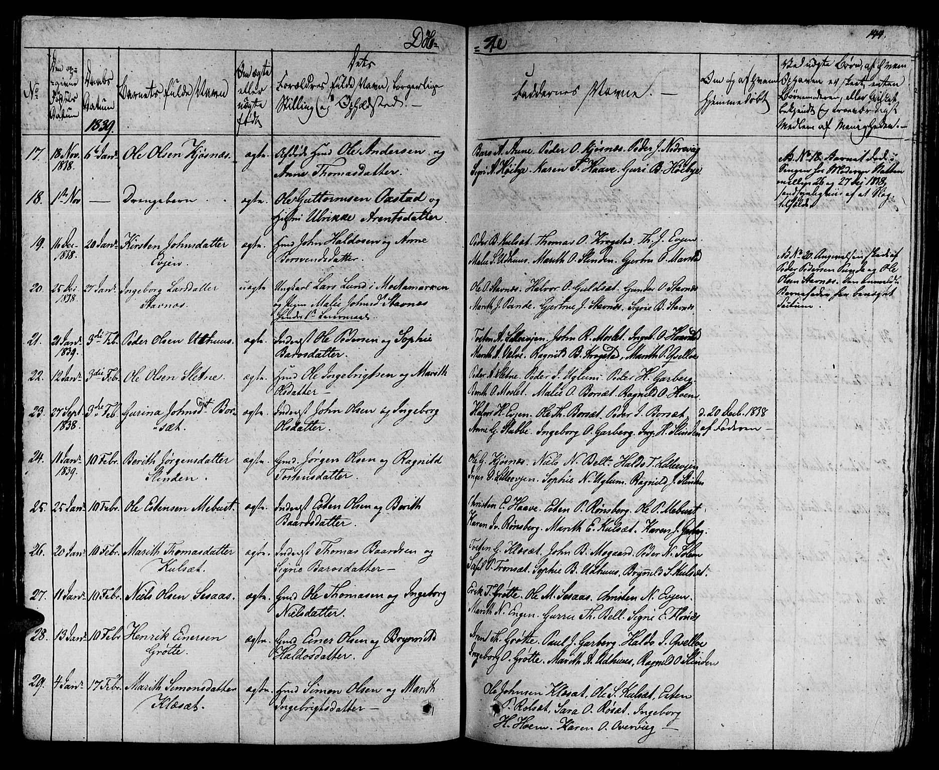 Ministerialprotokoller, klokkerbøker og fødselsregistre - Sør-Trøndelag, SAT/A-1456/695/L1143: Parish register (official) no. 695A05 /1, 1824-1842, p. 144