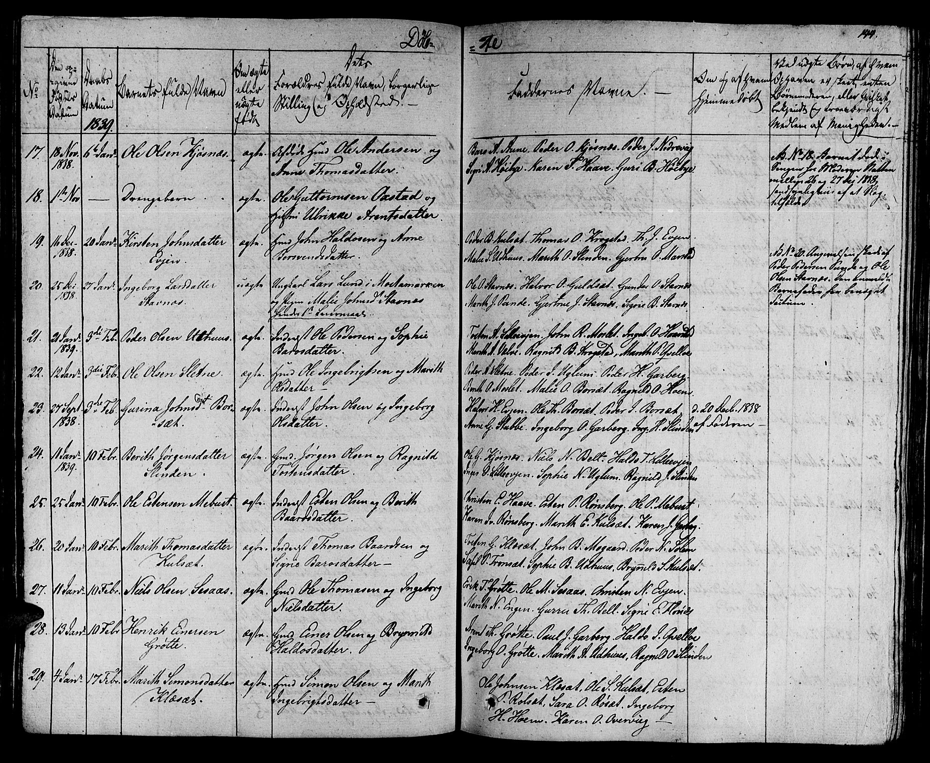 Ministerialprotokoller, klokkerbøker og fødselsregistre - Sør-Trøndelag, AV/SAT-A-1456/695/L1143: Parish register (official) no. 695A05 /1, 1824-1842, p. 144