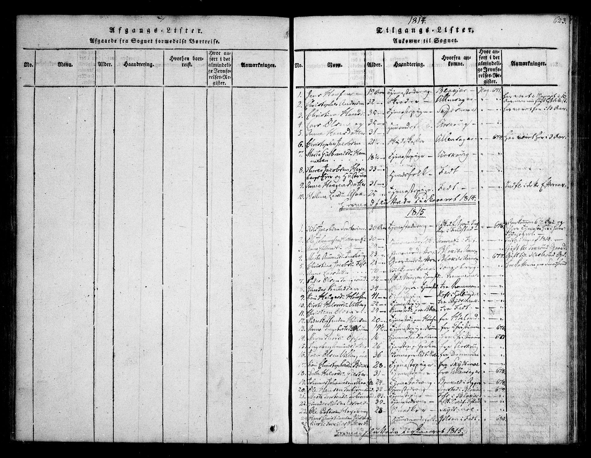Sørum prestekontor Kirkebøker, SAO/A-10303/F/Fa/L0003: Parish register (official) no. I 3, 1814-1829, p. 622-623