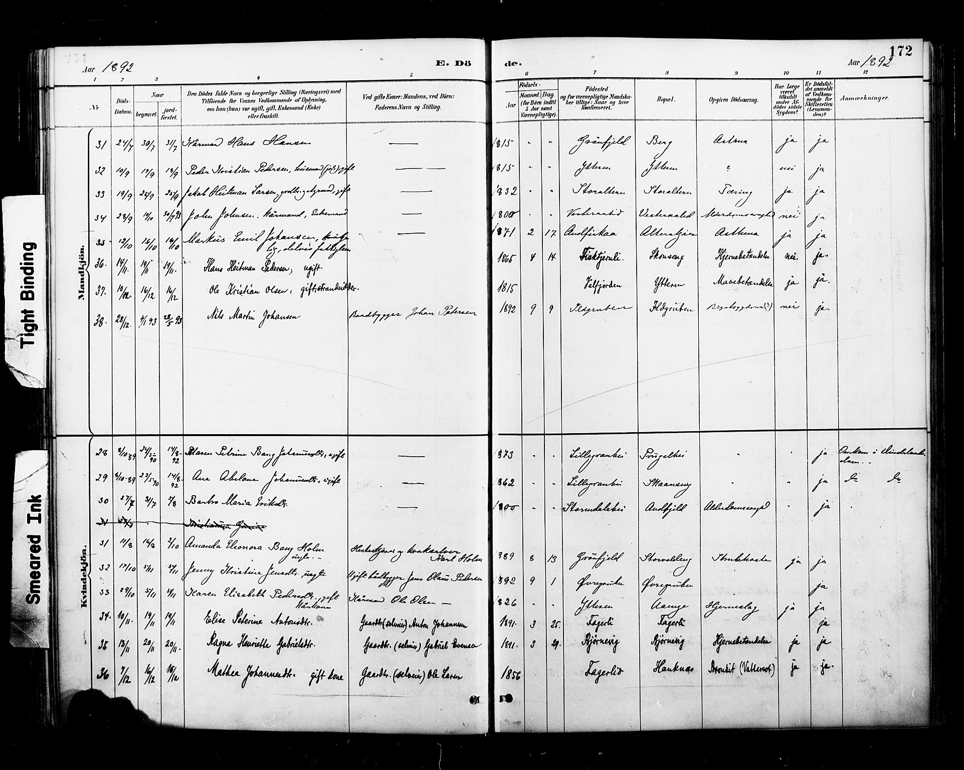 Ministerialprotokoller, klokkerbøker og fødselsregistre - Nordland, AV/SAT-A-1459/827/L0401: Parish register (official) no. 827A13, 1887-1905, p. 172