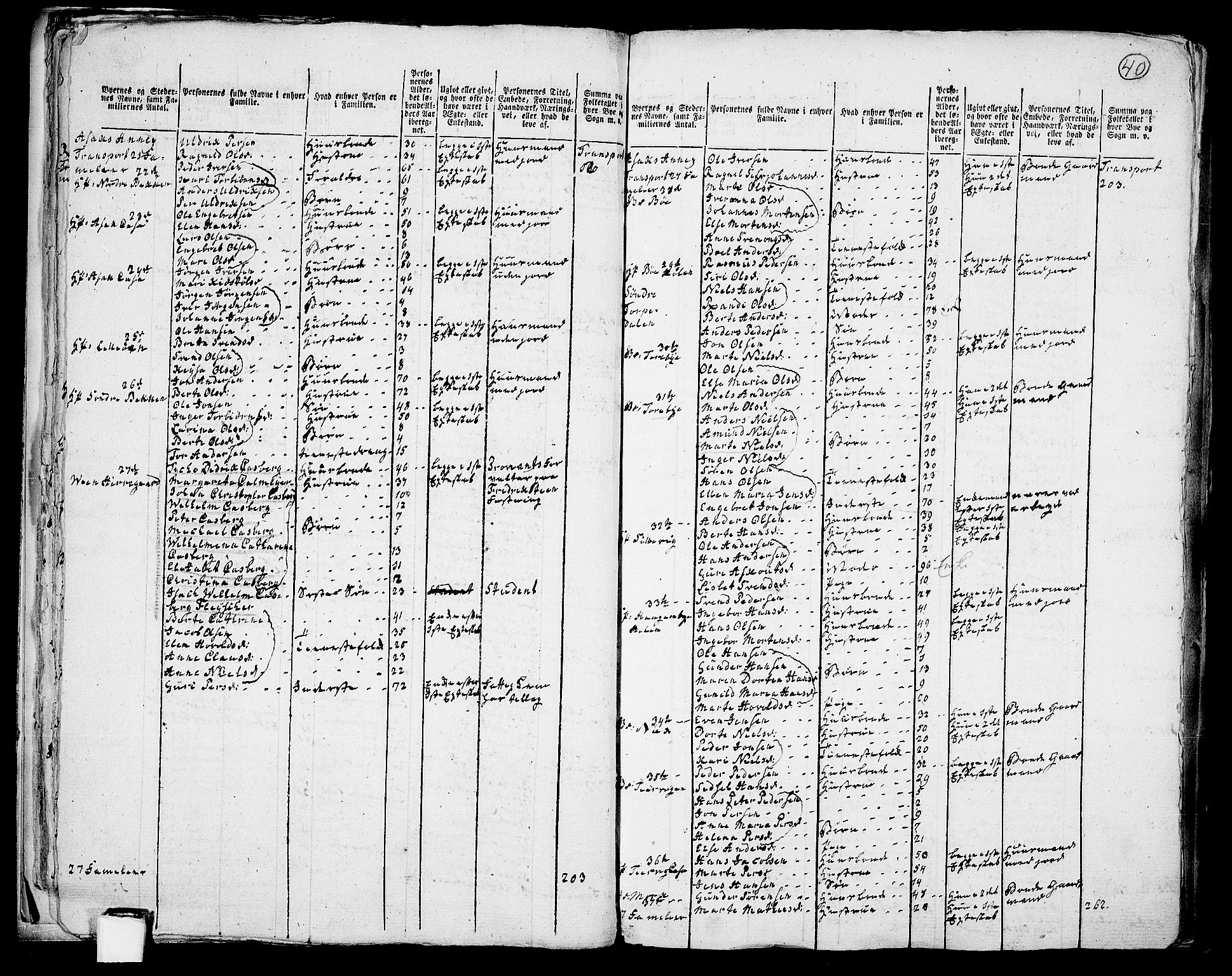 RA, 1801 census for 0116P Berg, 1801, p. 39b-40a