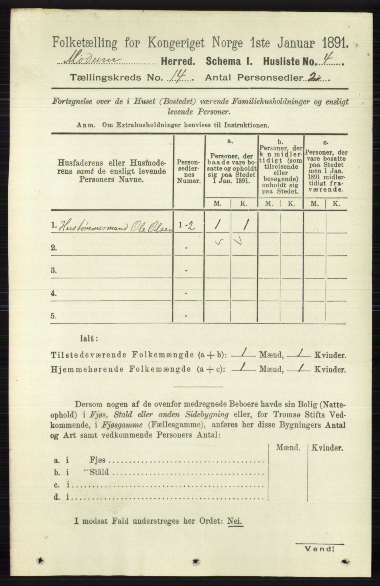 RA, 1891 census for 0623 Modum, 1891, p. 5355