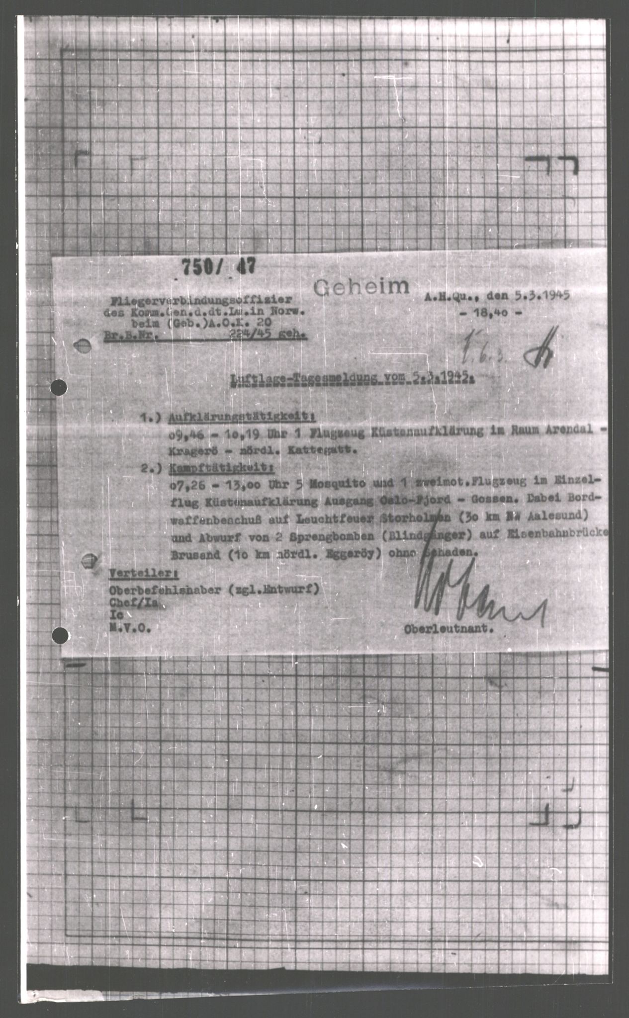 Forsvarets Overkommando. 2 kontor. Arkiv 11.4. Spredte tyske arkivsaker, AV/RA-RAFA-7031/D/Dar/Dara/L0008: Krigsdagbøker for 20. Gebirgs-Armee-Oberkommando (AOK 20), 1945, p. 96