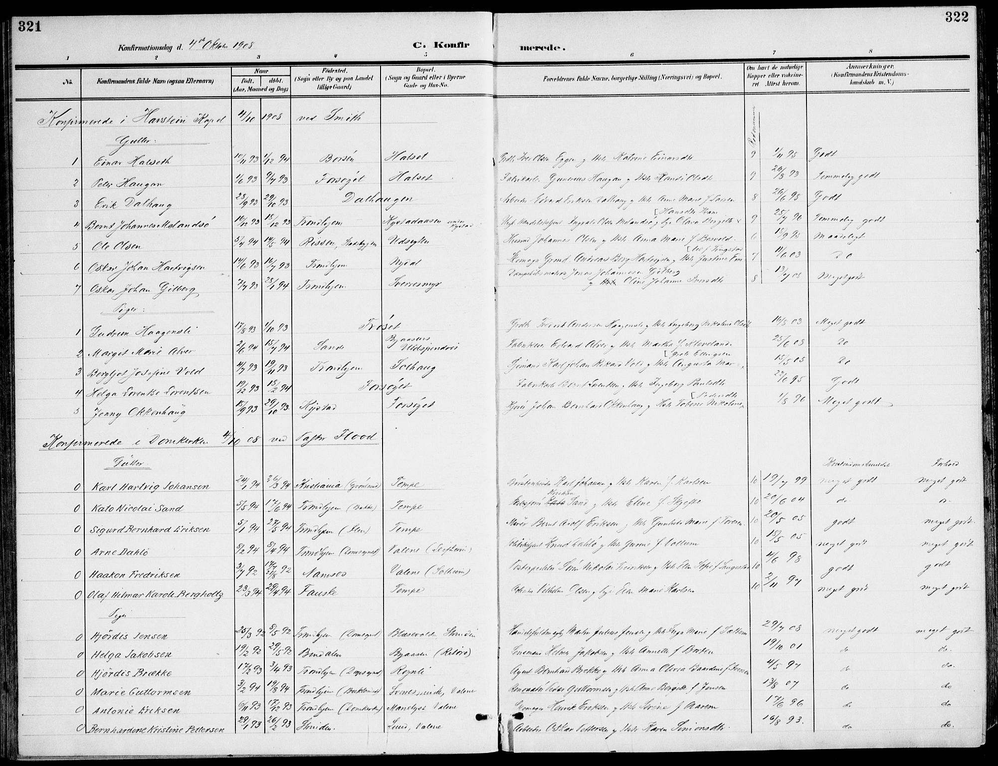 Ministerialprotokoller, klokkerbøker og fødselsregistre - Sør-Trøndelag, SAT/A-1456/607/L0320: Parish register (official) no. 607A04, 1907-1915, p. 321-322