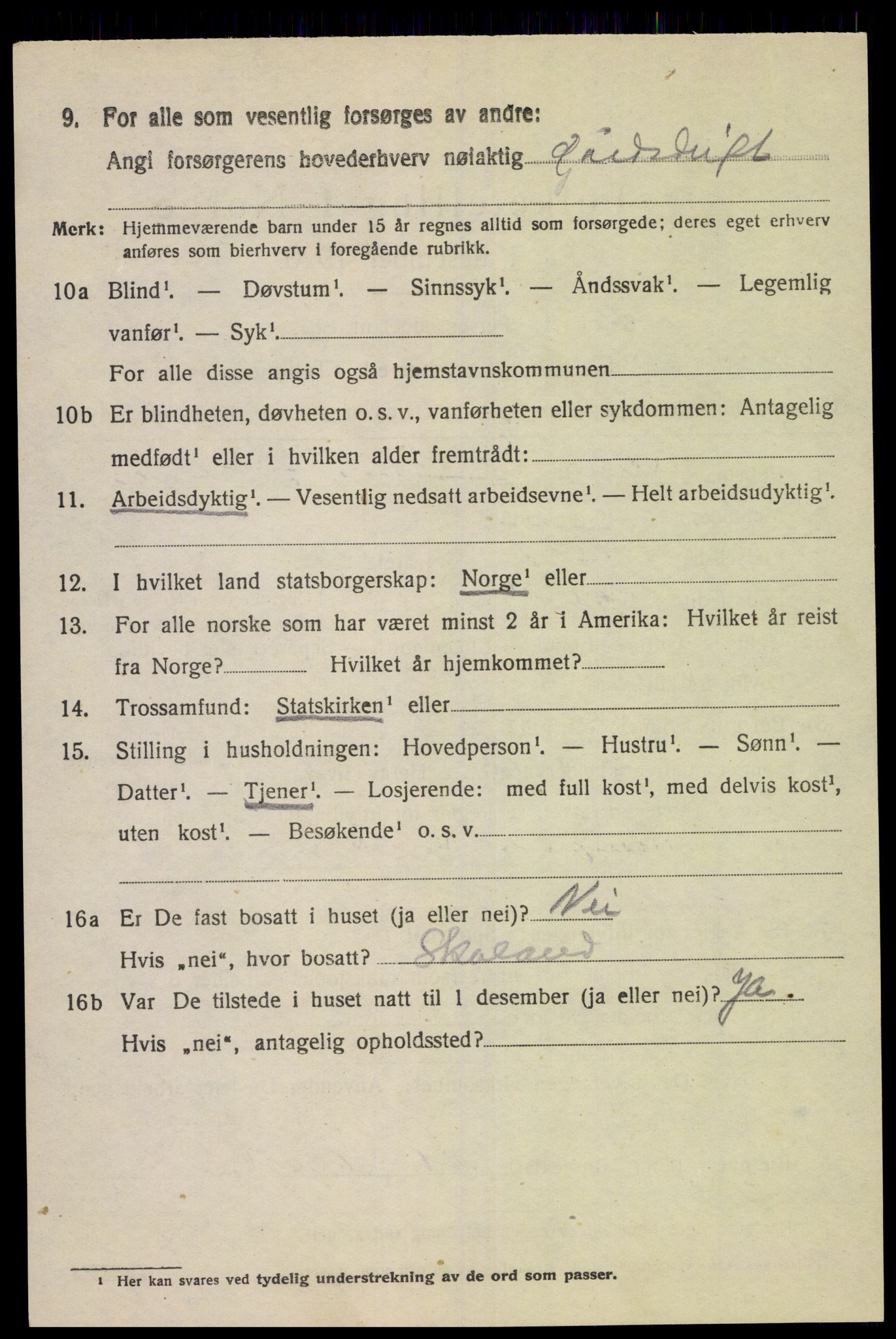 SAK, 1920 census for Lyngdal, 1920, p. 4888