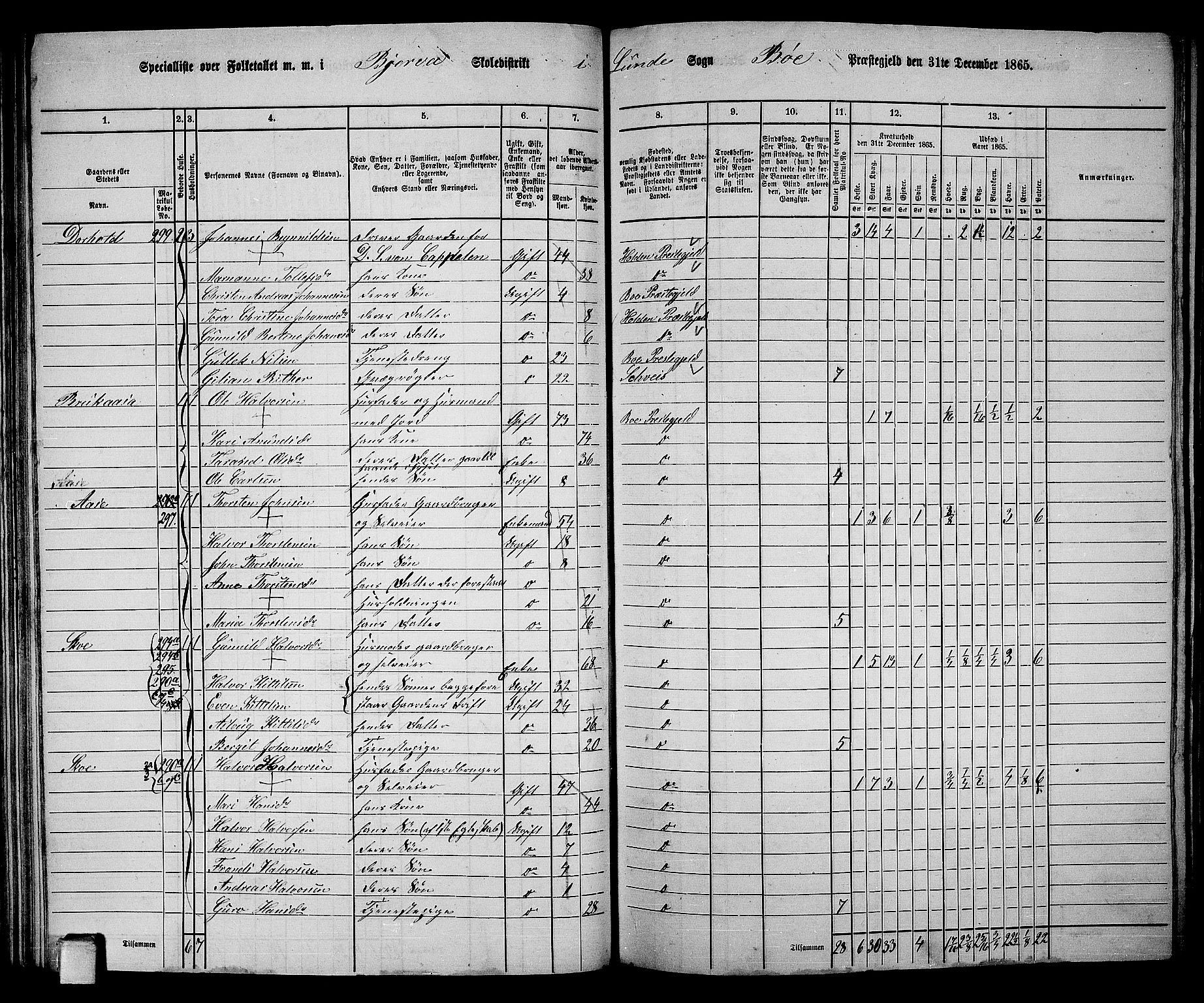 RA, 1865 census for Bø, 1865, p. 50