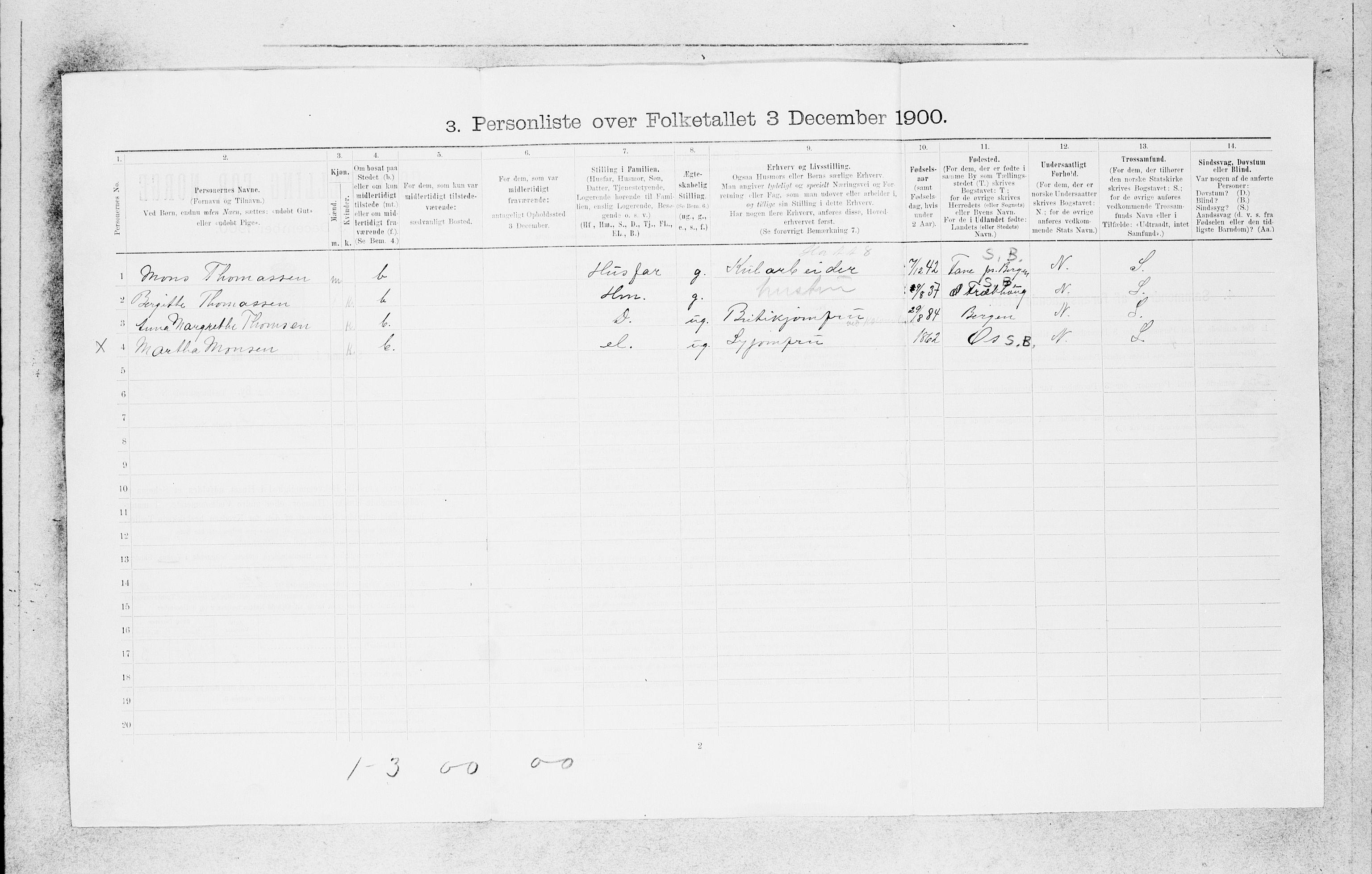 SAB, 1900 census for Bergen, 1900, p. 17955