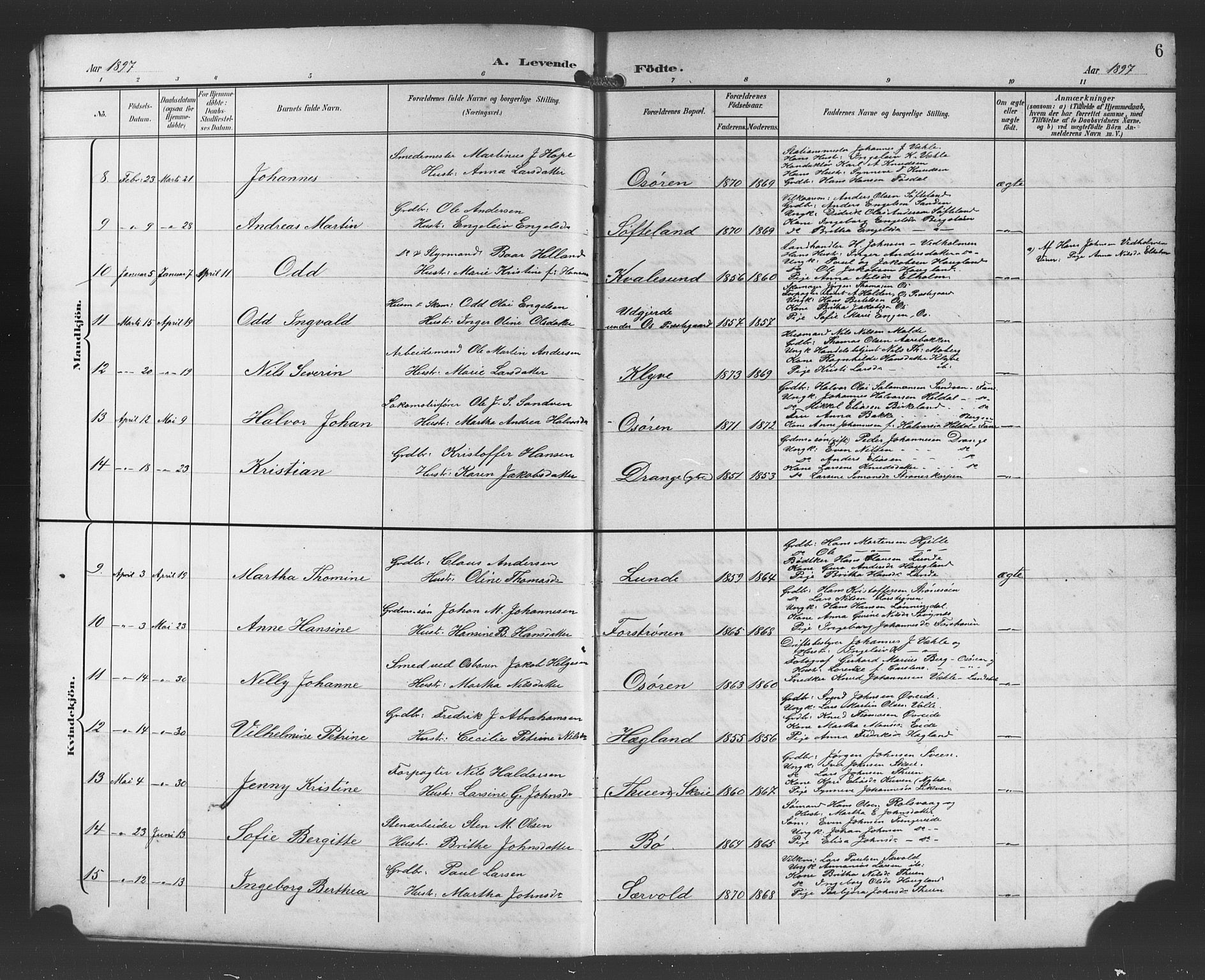 Os sokneprestembete, SAB/A-99929: Parish register (copy) no. A 3, 1897-1913, p. 6