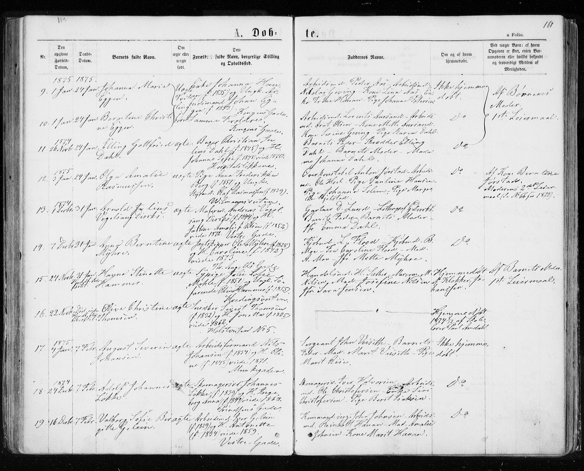 Ministerialprotokoller, klokkerbøker og fødselsregistre - Sør-Trøndelag, SAT/A-1456/601/L0054: Parish register (official) no. 601A22, 1866-1877, p. 161