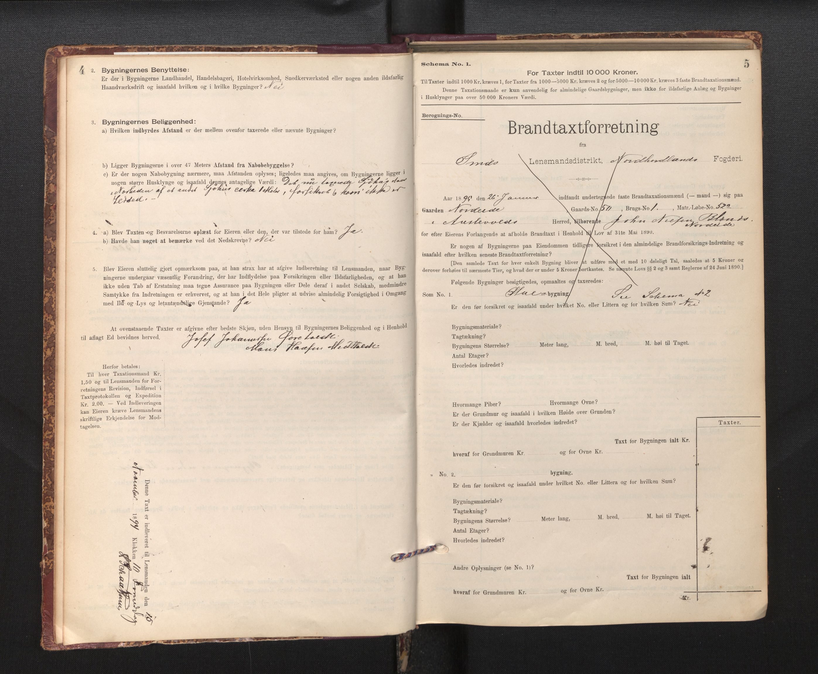 Lensmannen i Sund og Austevoll, SAB/A-35201/0012/L0003: Branntakstprotokoll, skjematakst, 1894-1917, p. 4-5