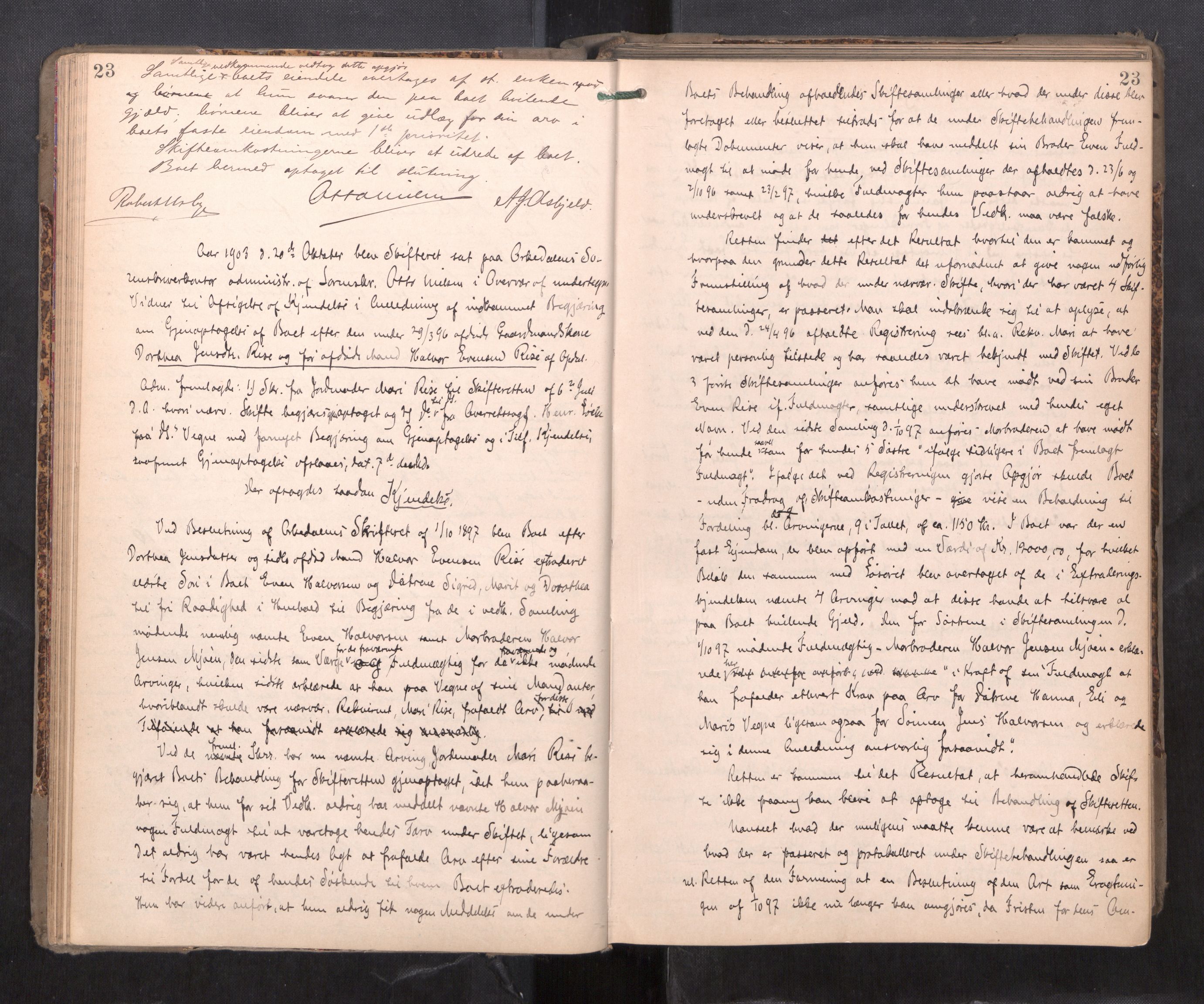 Orkdal sorenskriveri, AV/SAT-A-4169/1/3/3B/L0011: Skiftebehandlingsprotokoll, 1902-1914, p. 23