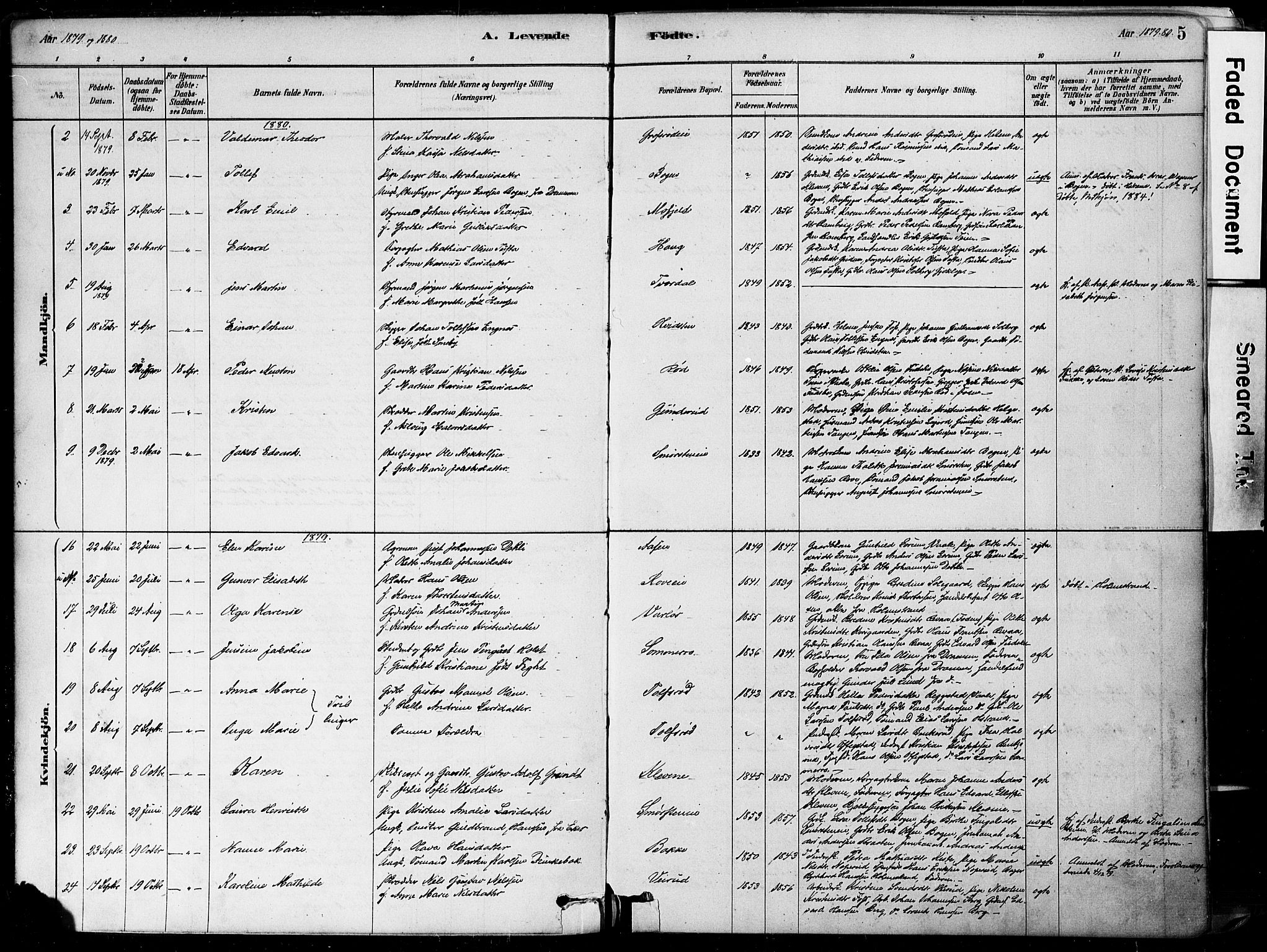 Botne kirkebøker, AV/SAKO-A-340/F/Fa/L0007: Parish register (official) no. I 7, 1878-1910, p. 5