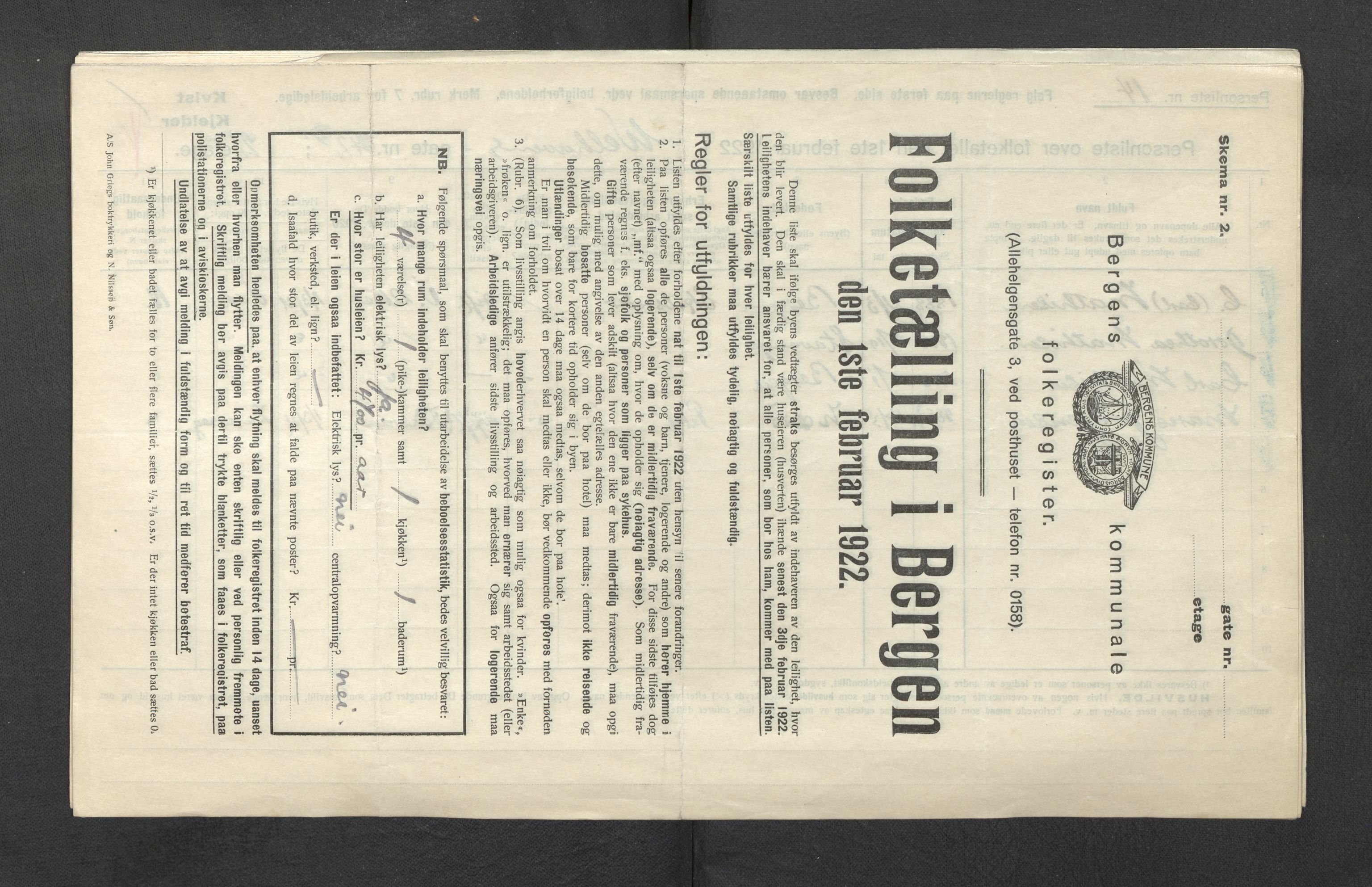 SAB, Municipal Census 1922 for Bergen, 1922, p. 47267