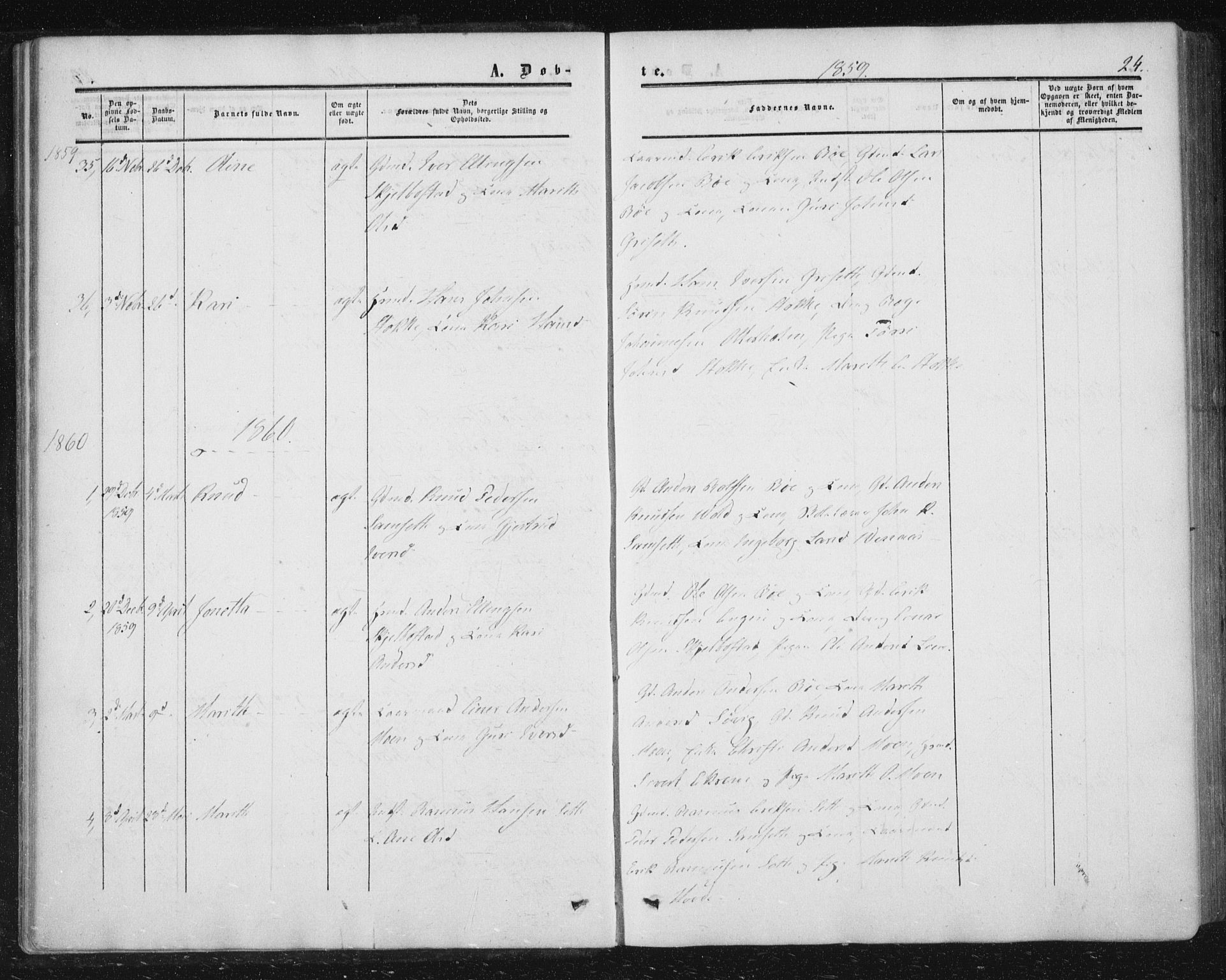 Ministerialprotokoller, klokkerbøker og fødselsregistre - Møre og Romsdal, AV/SAT-A-1454/543/L0562: Parish register (official) no. 543A02, 1854-1884, p. 24