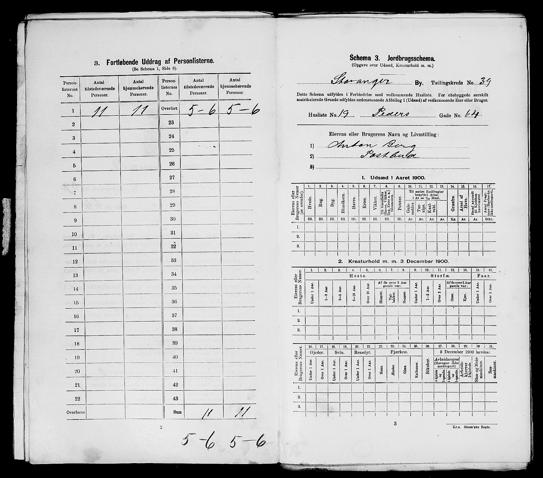 SAST, 1900 census for Stavanger, 1900, p. 13864