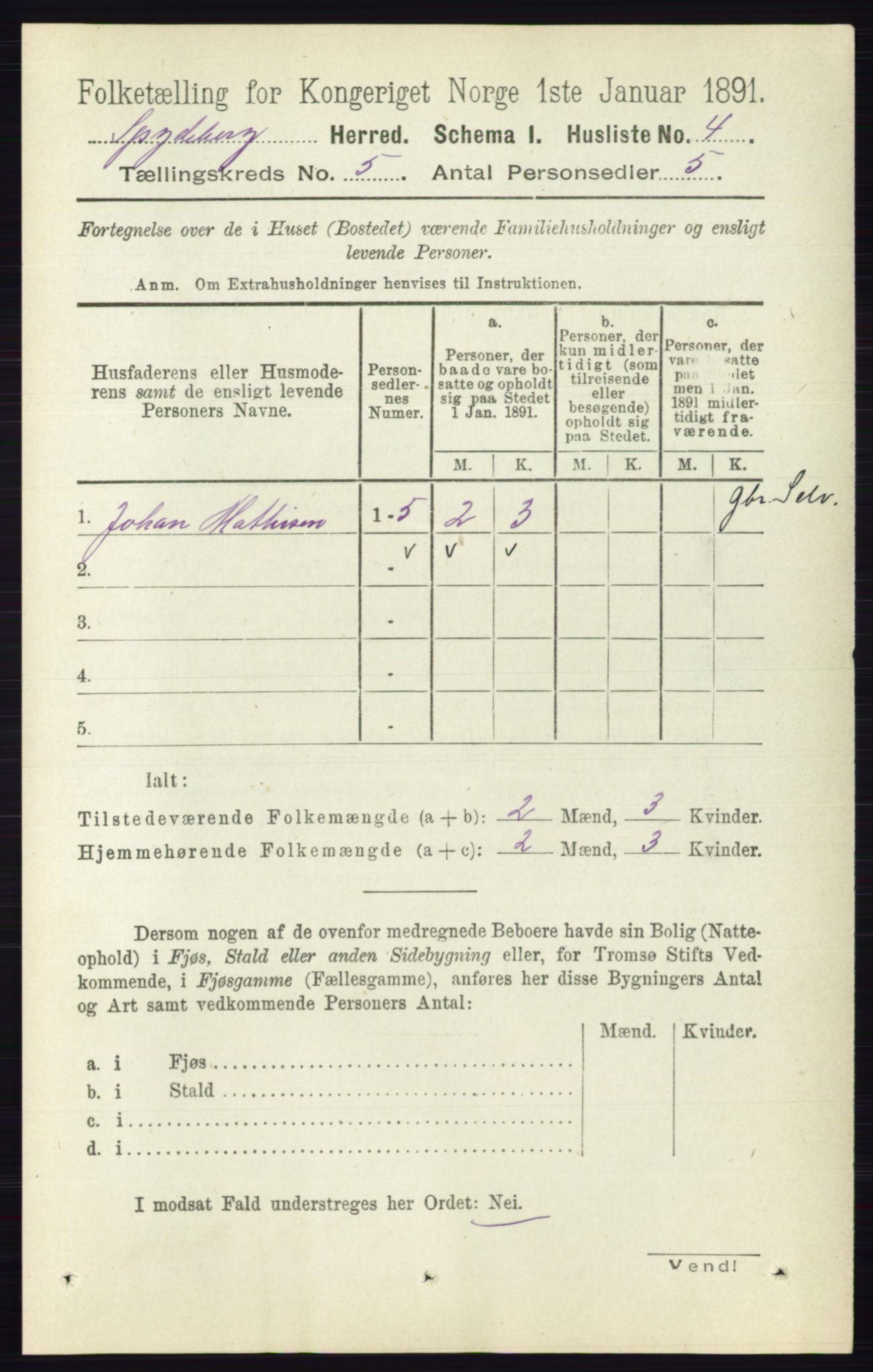 RA, 1891 census for 0123 Spydeberg, 1891, p. 2280