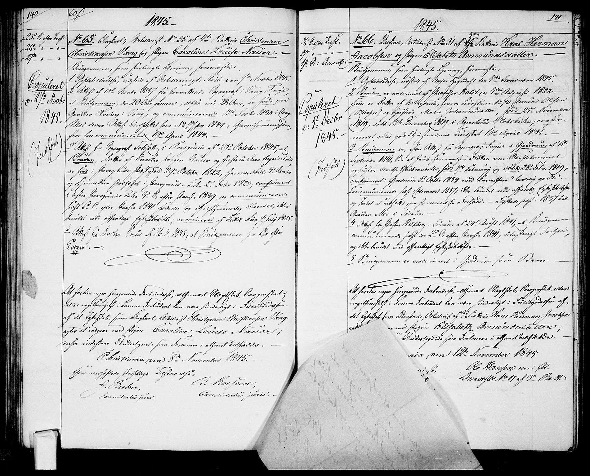 Garnisonsmenigheten Kirkebøker, AV/SAO-A-10846/H/Ha/L0005: Banns register no. I 5, 1844-1856, p. 140-141