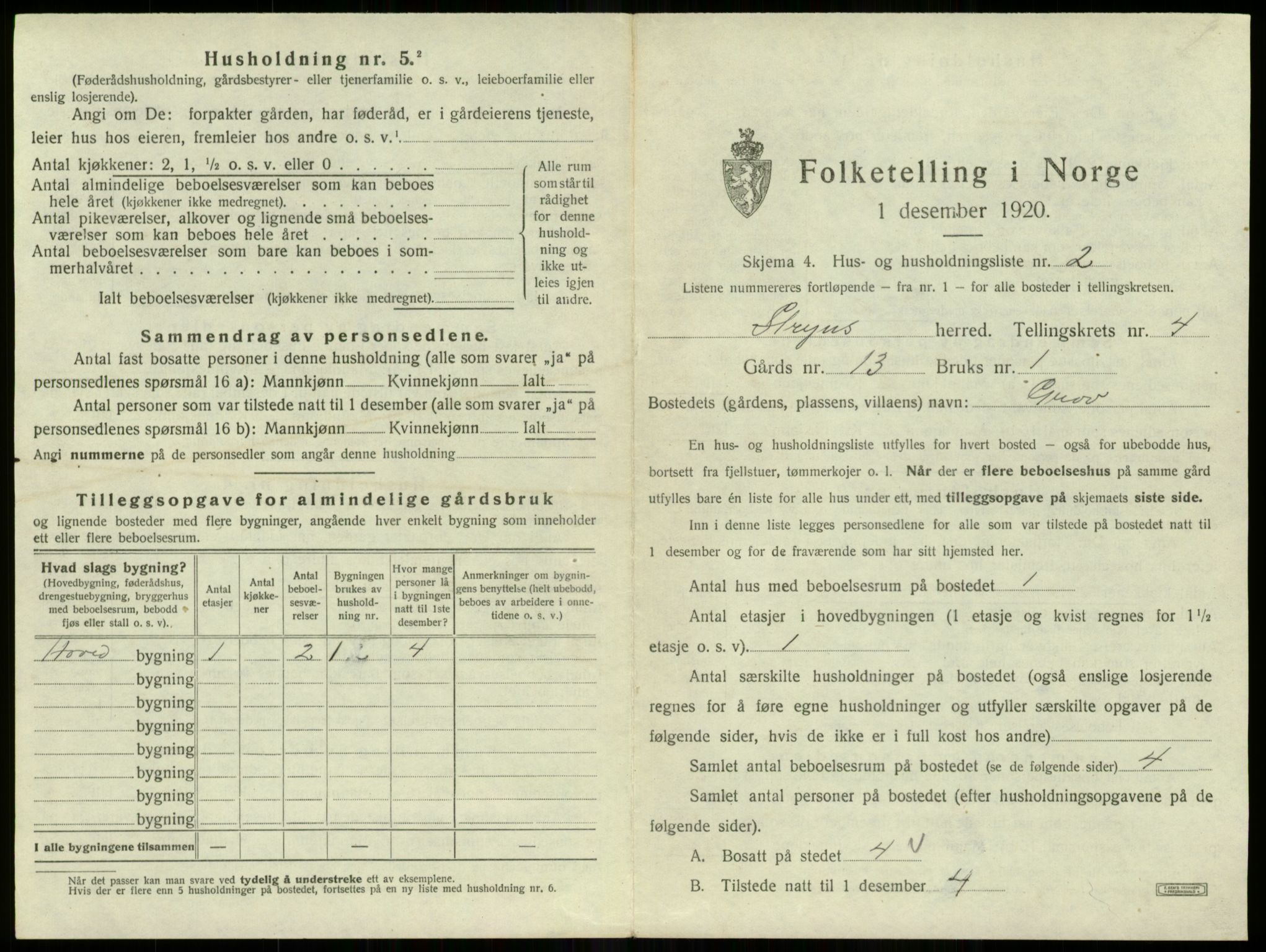 SAB, 1920 census for Stryn, 1920, p. 166