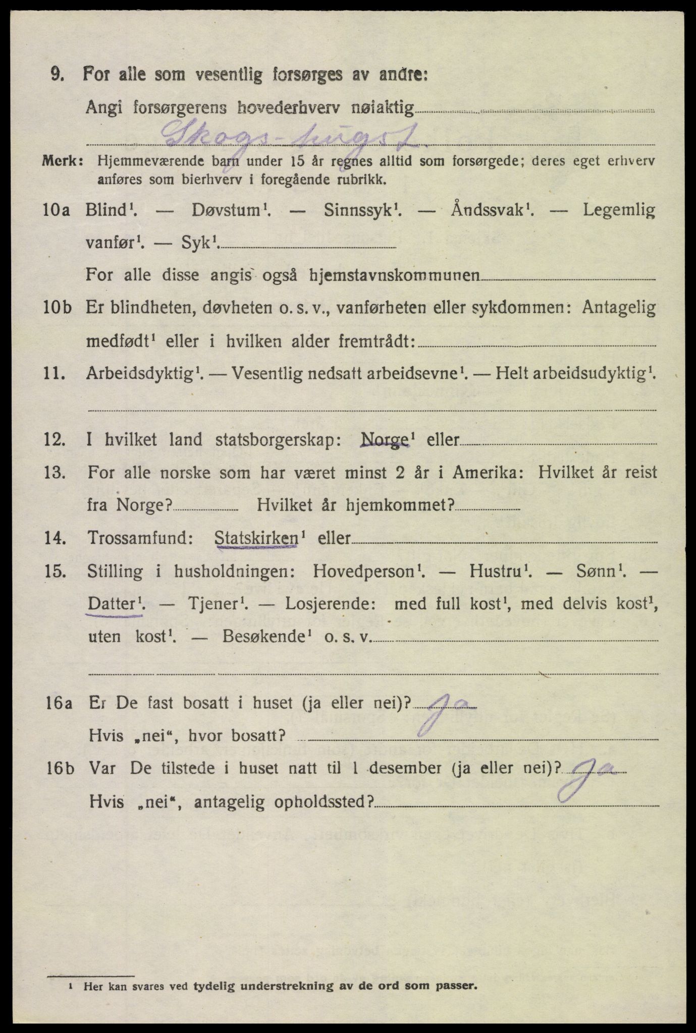 SAK, 1920 census for Vegårshei, 1920, p. 1899