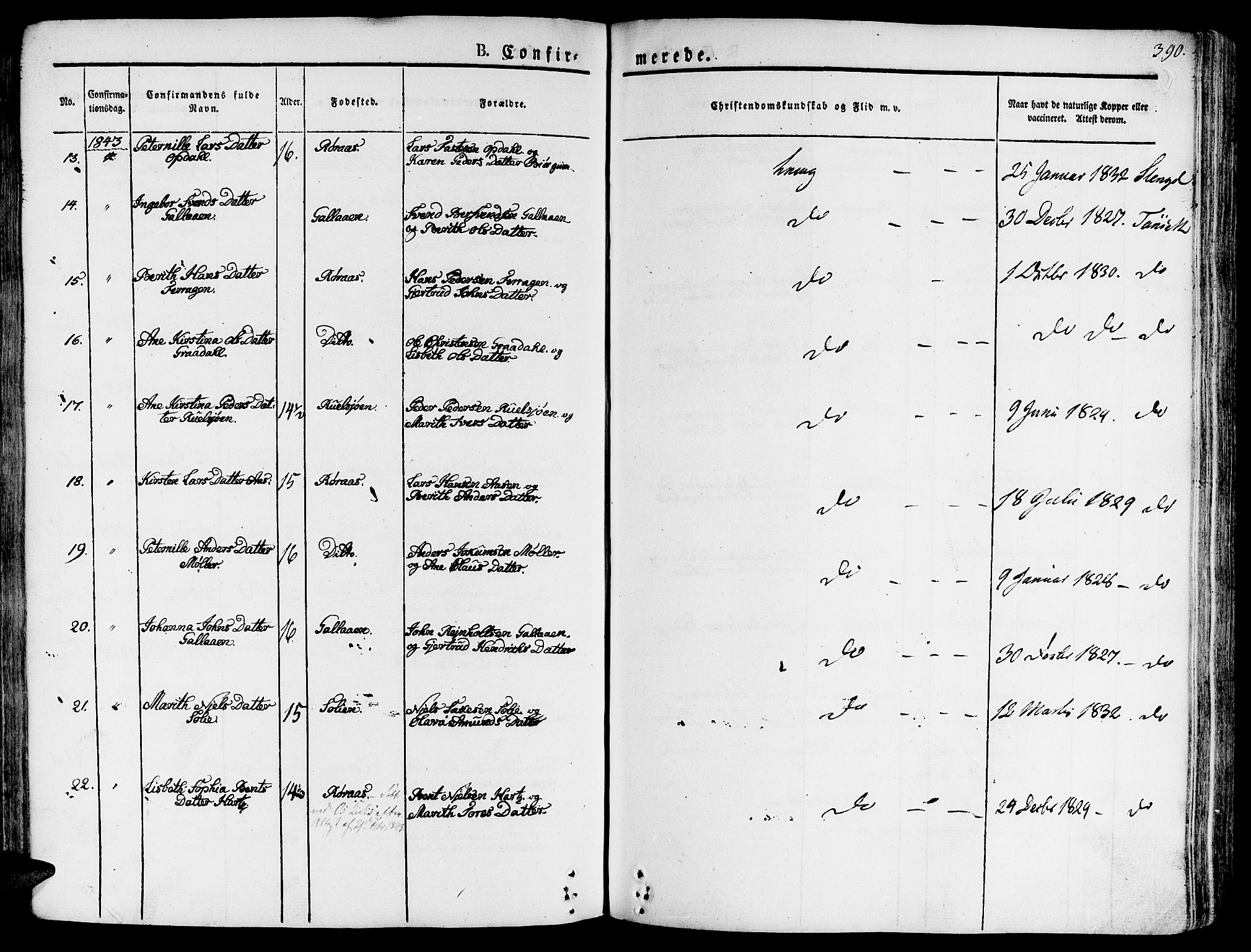 Ministerialprotokoller, klokkerbøker og fødselsregistre - Sør-Trøndelag, AV/SAT-A-1456/681/L0930: Parish register (official) no. 681A08, 1829-1844, p. 390