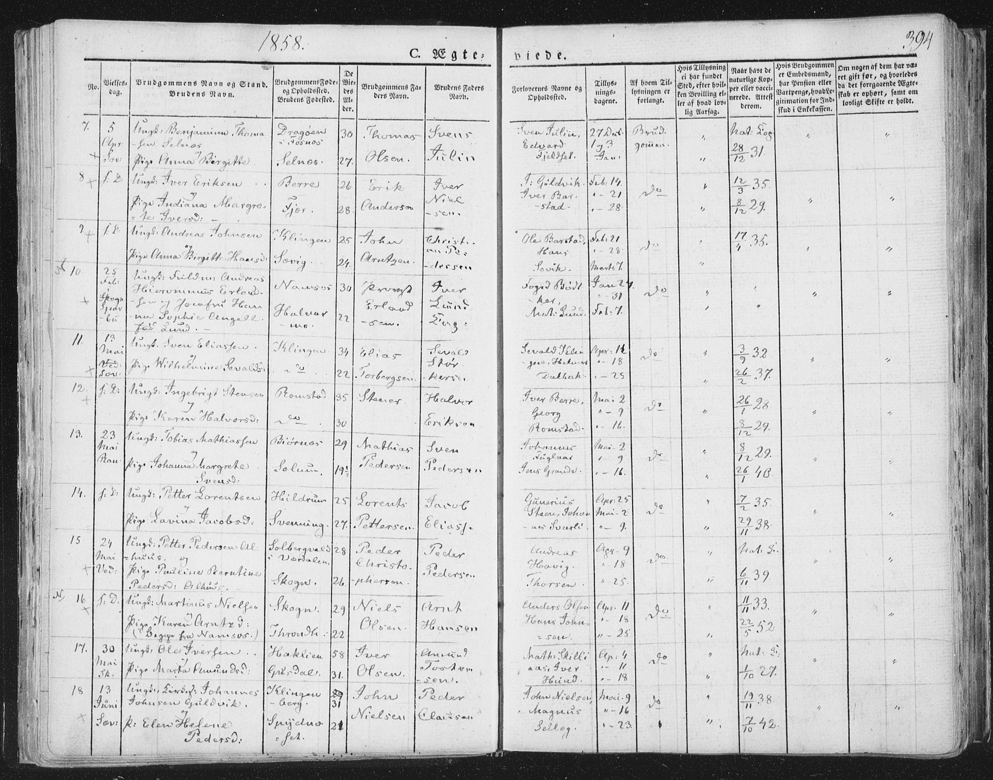 Ministerialprotokoller, klokkerbøker og fødselsregistre - Nord-Trøndelag, SAT/A-1458/764/L0552: Parish register (official) no. 764A07b, 1824-1865, p. 394