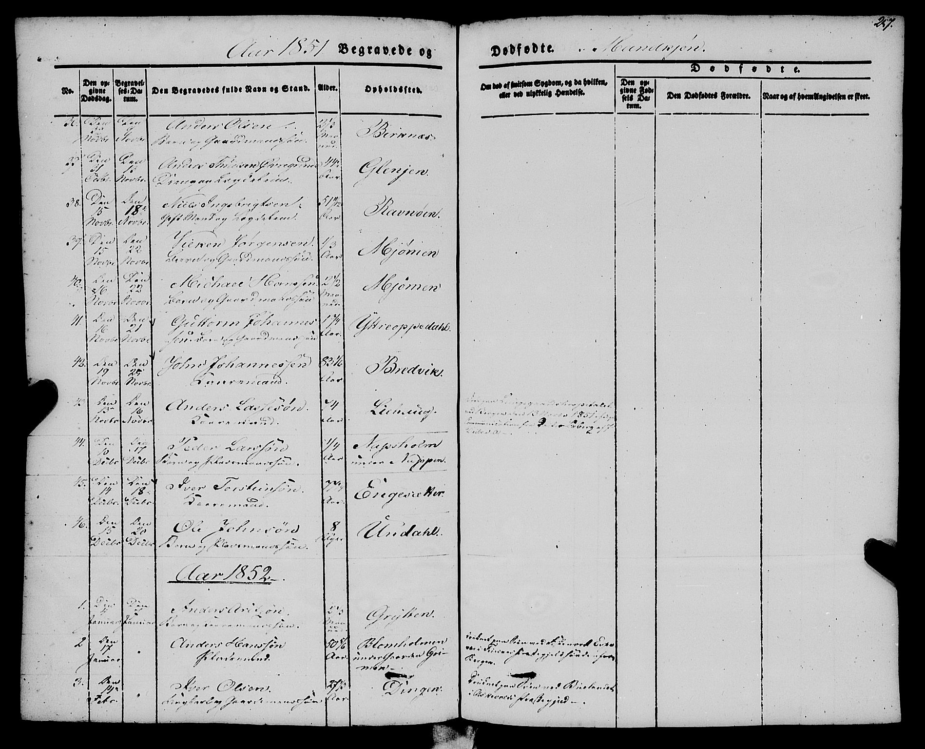 Gulen sokneprestembete, AV/SAB-A-80201/H/Haa/Haaa/L0021: Parish register (official) no. A 21, 1848-1858, p. 257