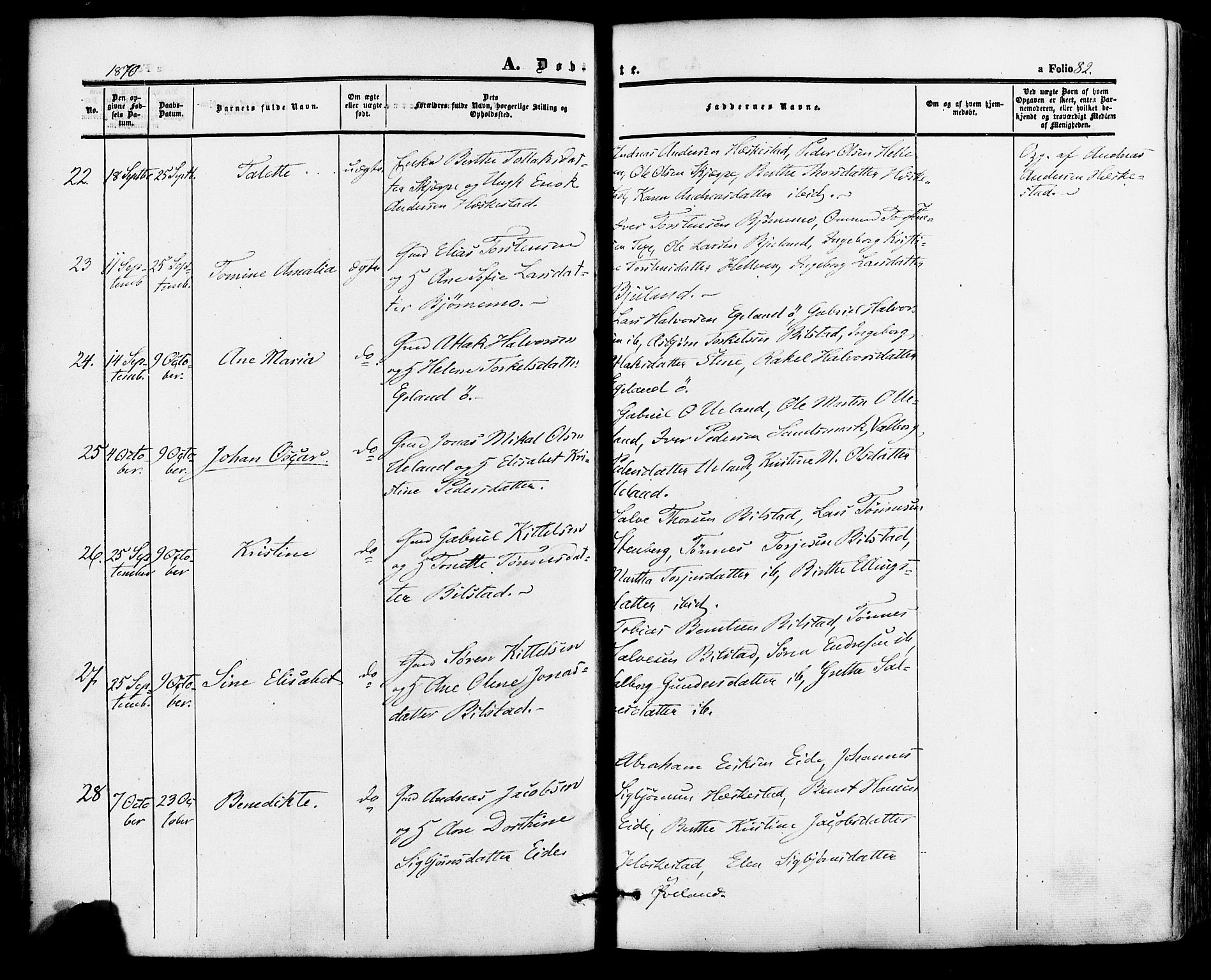 Lund sokneprestkontor, AV/SAST-A-101809/S06/L0010: Parish register (official) no. A 9, 1854-1886, p. 82