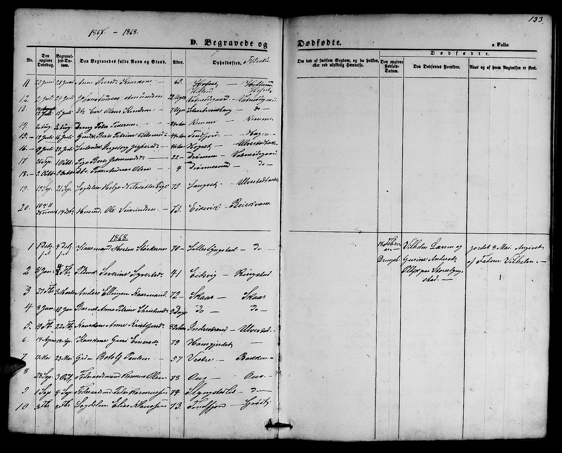 Ministerialprotokoller, klokkerbøker og fødselsregistre - Møre og Romsdal, AV/SAT-A-1454/525/L0375: Parish register (copy) no. 525C01, 1865-1879, p. 133