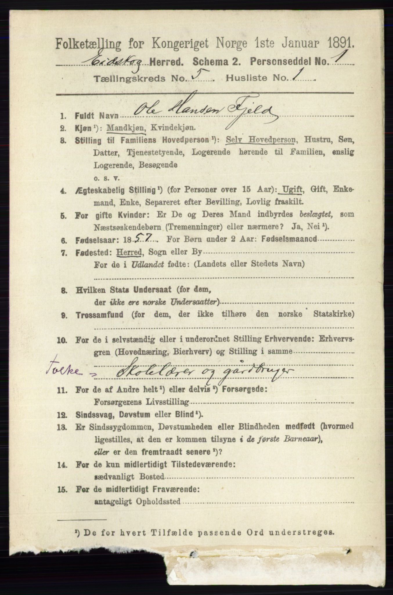 RA, 1891 census for 0420 Eidskog, 1891, p. 2063