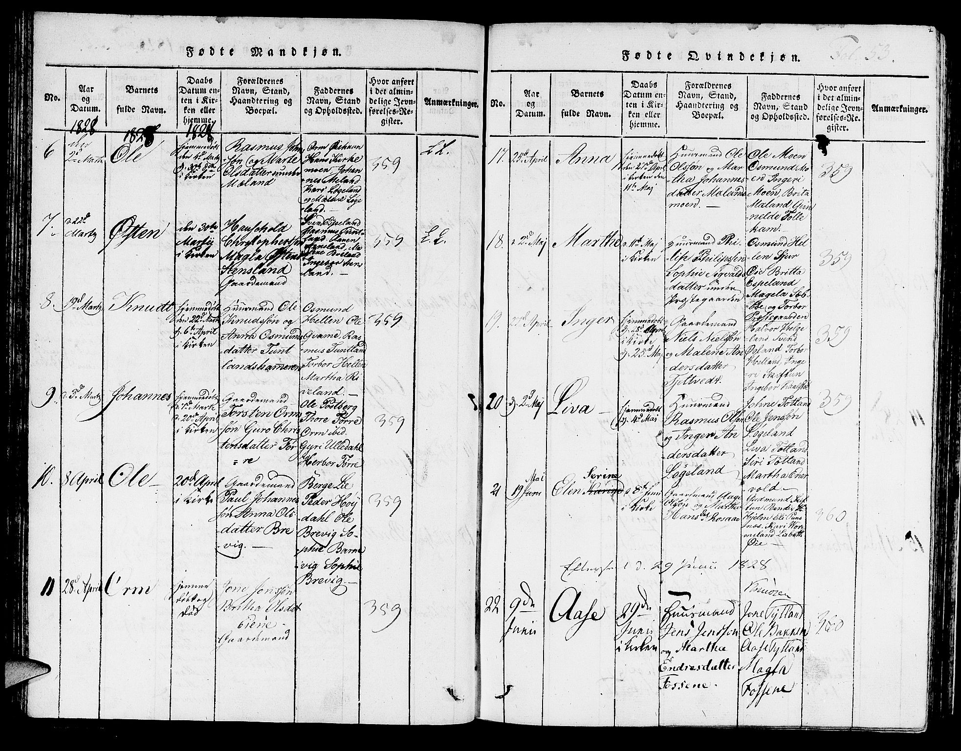 Hjelmeland sokneprestkontor, AV/SAST-A-101843/01/IV/L0003: Parish register (official) no. A 3, 1816-1834, p. 53