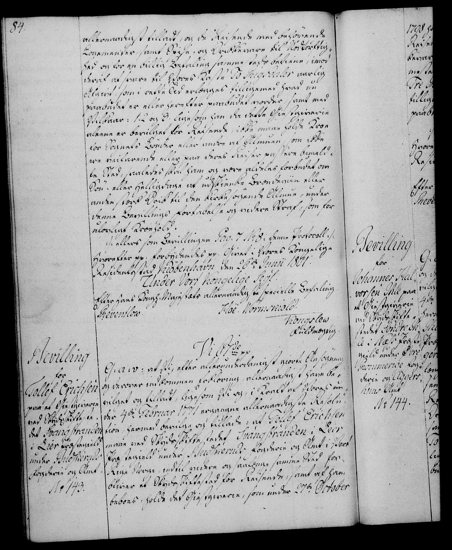 Rentekammeret, Kammerkanselliet, AV/RA-EA-3111/G/Gg/Gga/L0017: Norsk ekspedisjonsprotokoll med register (merket RK 53.17), 1801-1803, p. 84