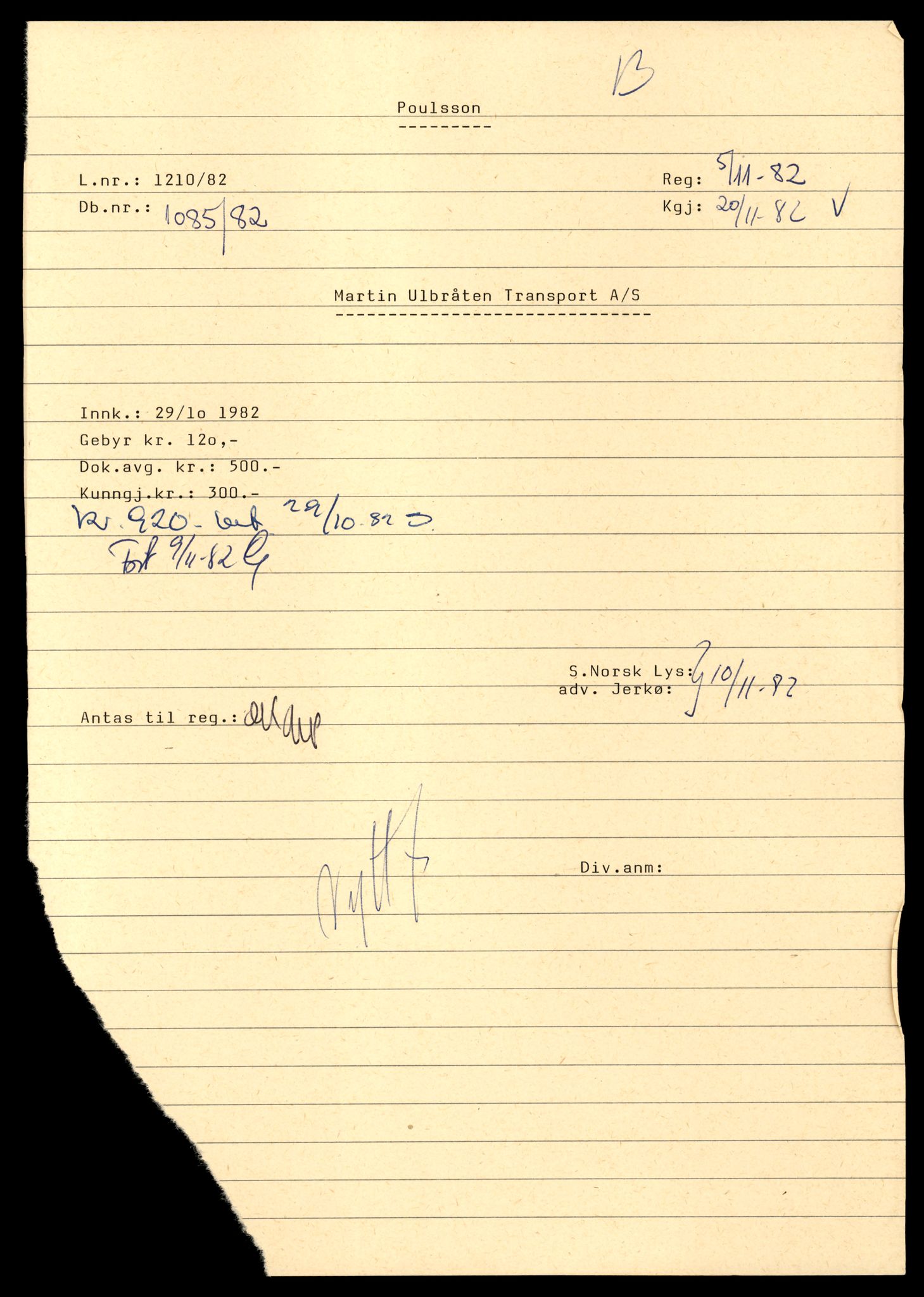 Asker og Bærum tingrett, AV/SAT-A-10379/K/Kb/Kbb/L0154: Aksjeselskap og andelslag i Bærum, U - Val, 1944-1989, p. 1