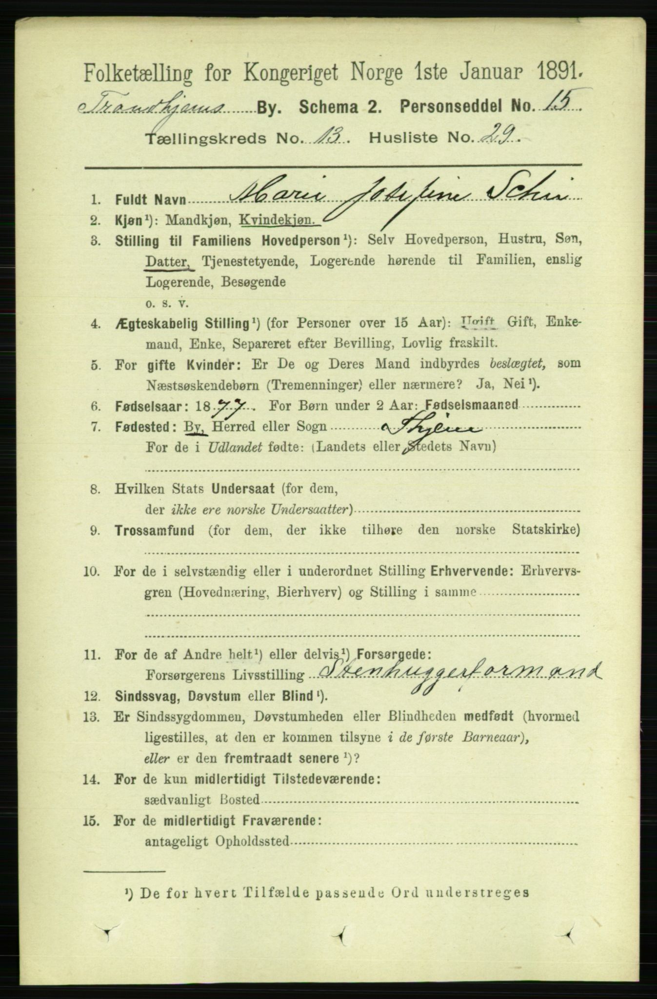 RA, 1891 census for 1601 Trondheim, 1891, p. 10541