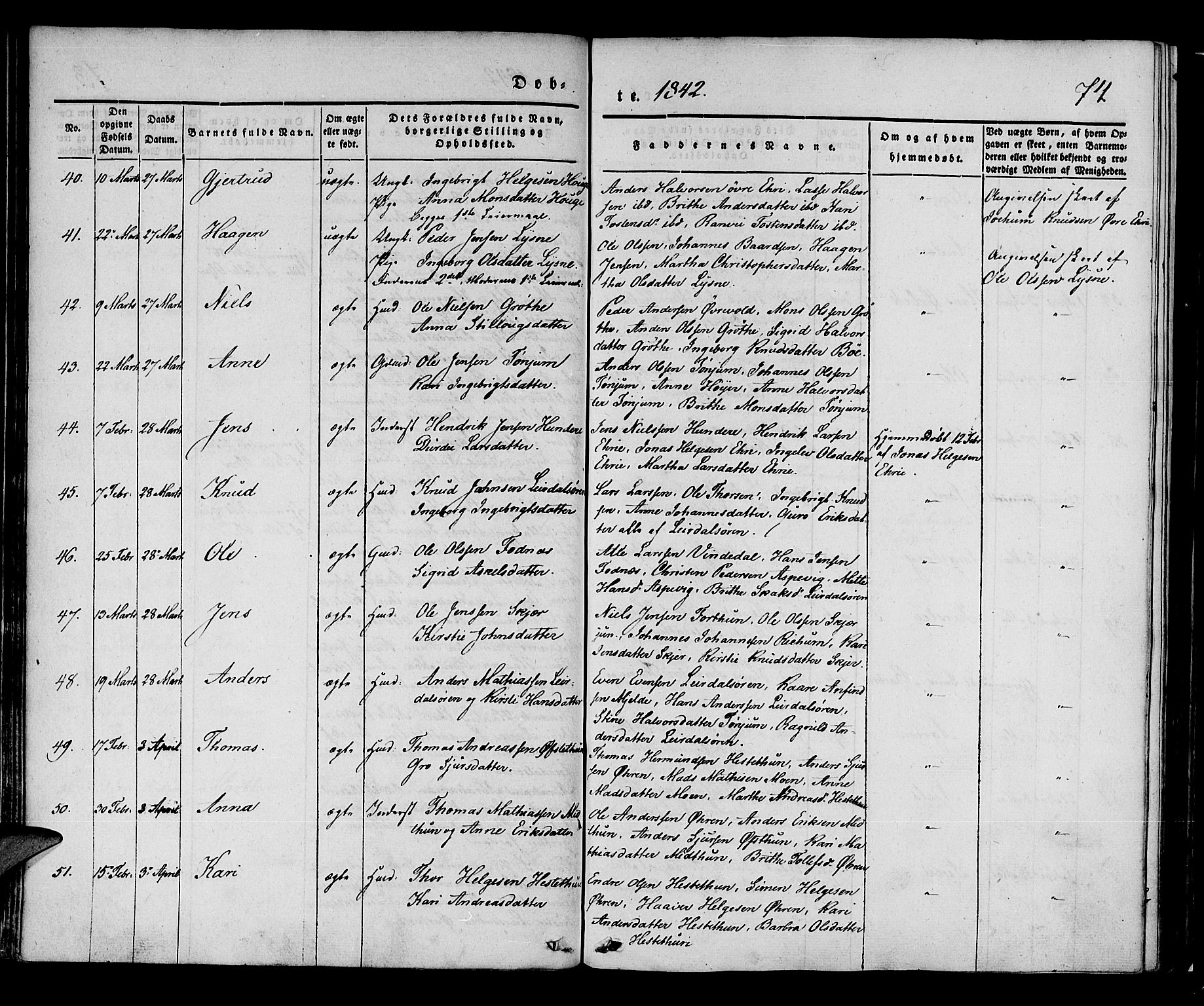 Lærdal sokneprestembete, AV/SAB-A-81201: Parish register (official) no. A 6, 1835-1849, p. 74