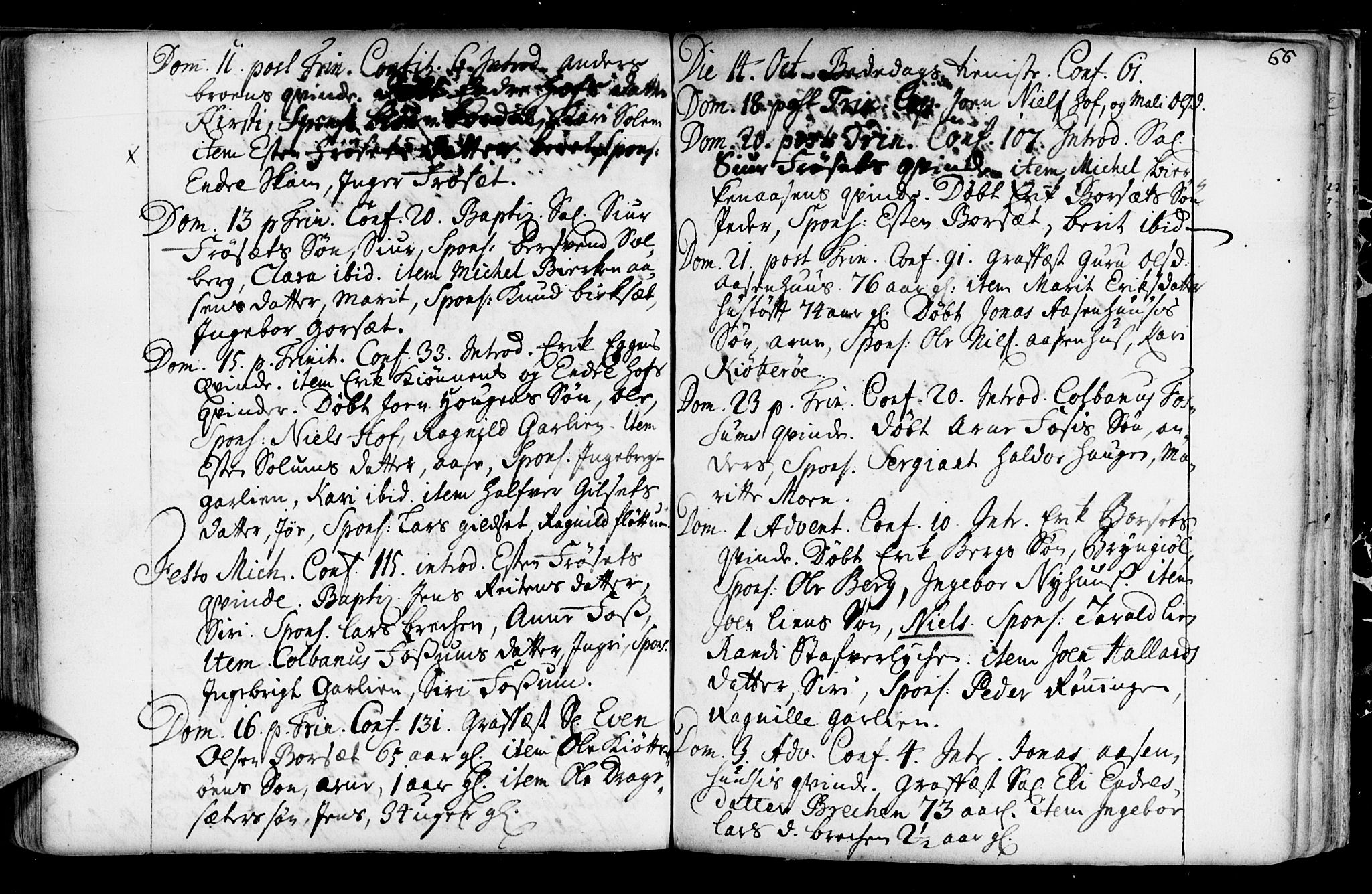 Ministerialprotokoller, klokkerbøker og fødselsregistre - Sør-Trøndelag, SAT/A-1456/689/L1036: Parish register (official) no. 689A01, 1696-1746, p. 66
