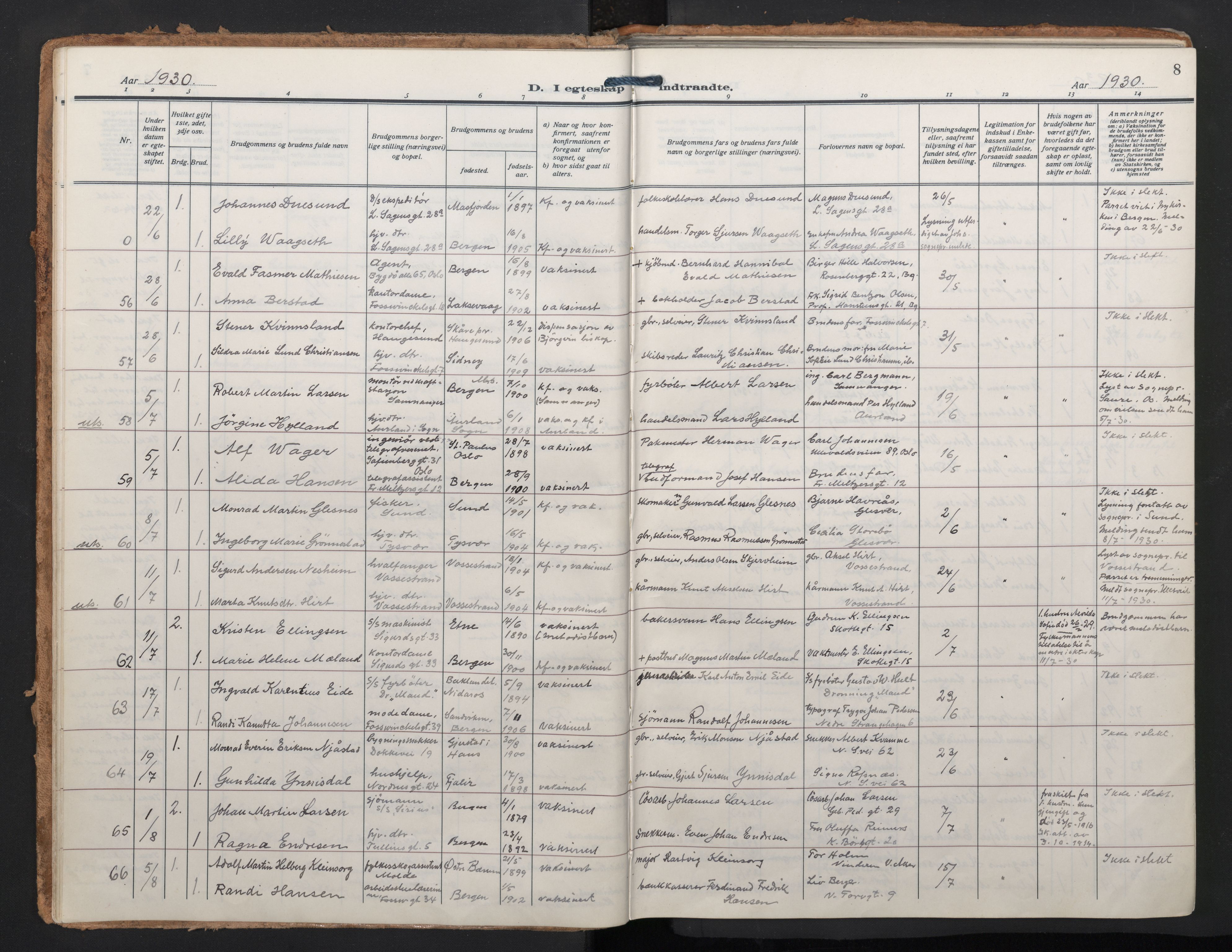 Johanneskirken sokneprestembete, AV/SAB-A-76001/H/Haa/L0014: Parish register (official) no. D 3, 1929-1949, p. 7b-8a